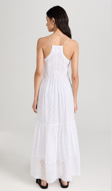 İçi Boş Nakışlı Slip Midi Elbise