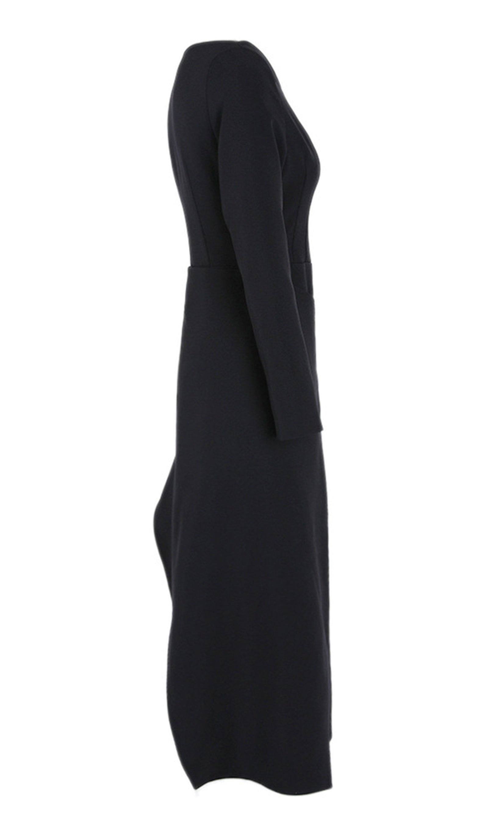 Diyagonal Yaka Çapraz Yırtmaçlı Midi Elbise