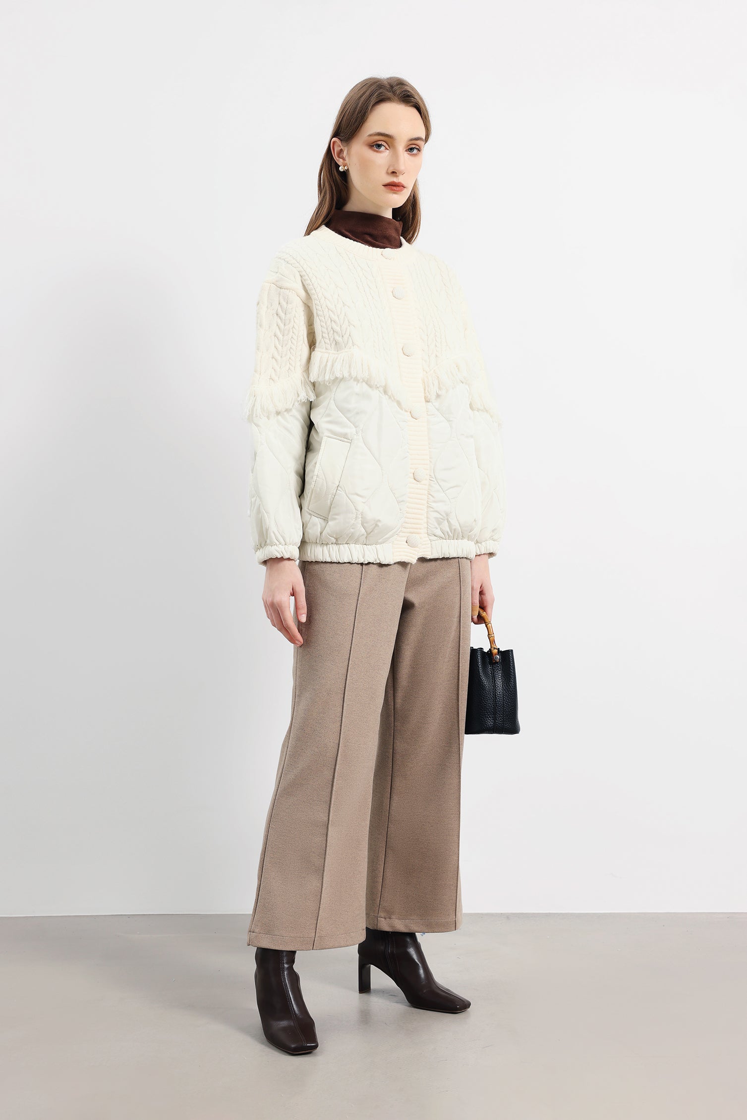 Aran Saçak süslemeli örgü Ceket