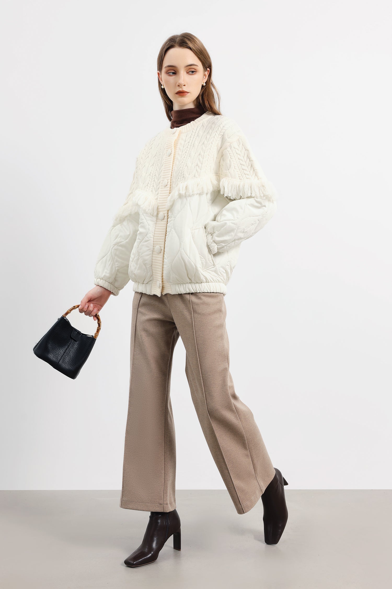 Aran Saçak süslemeli örgü Ceket