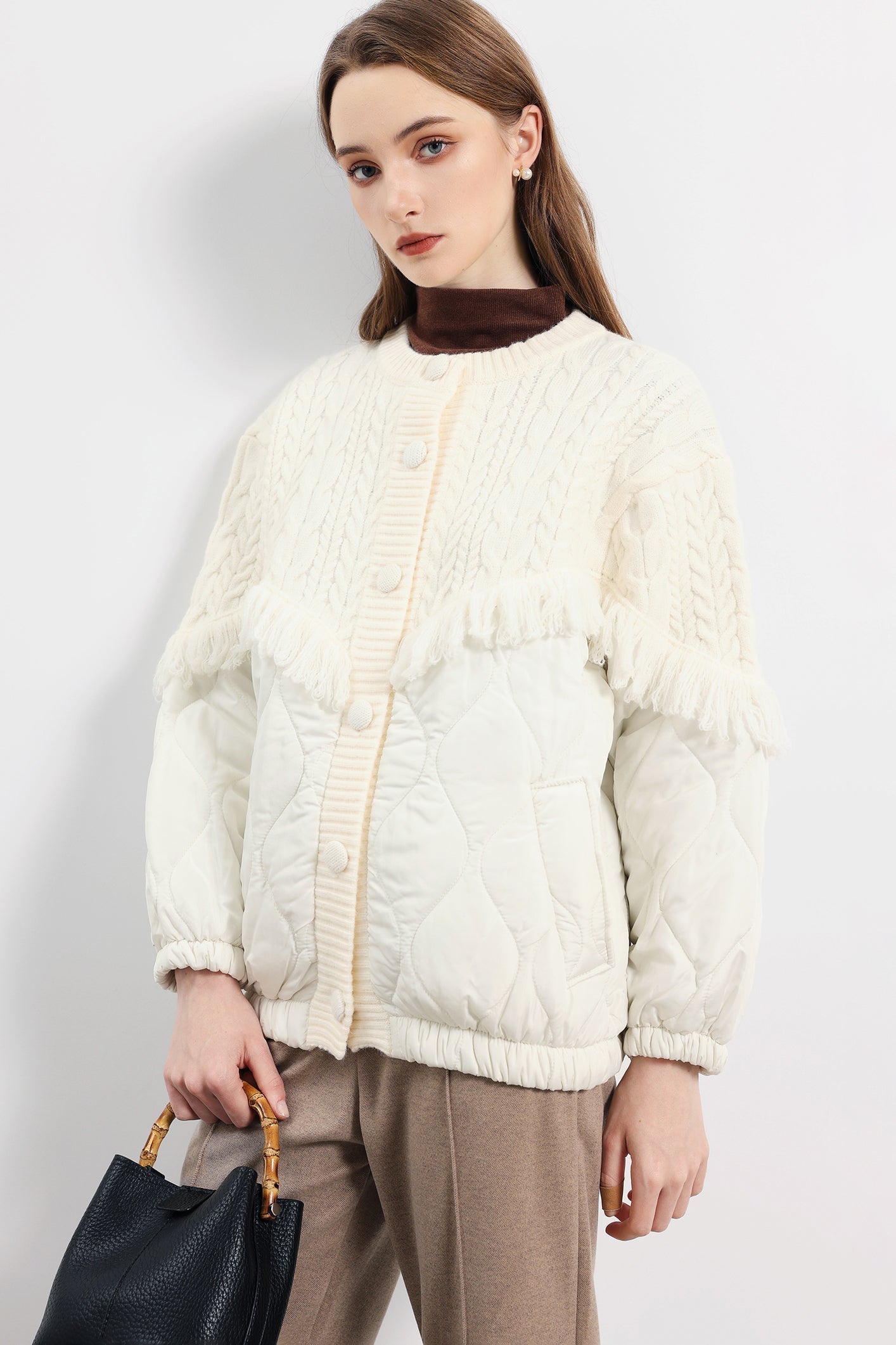 Aran Saçak süslemeli örgü Ceket