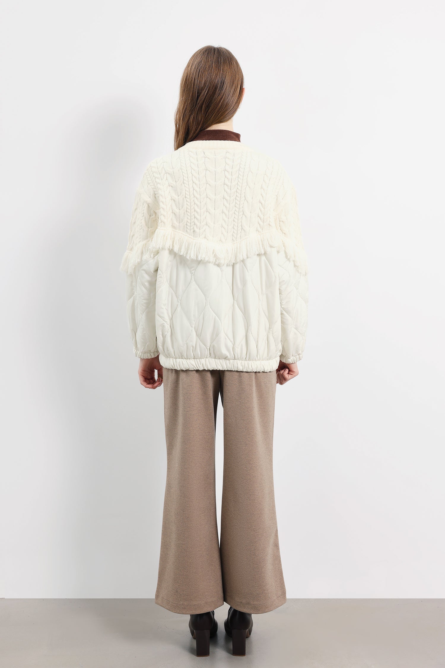 Aran Saçak süslemeli örgü Ceket