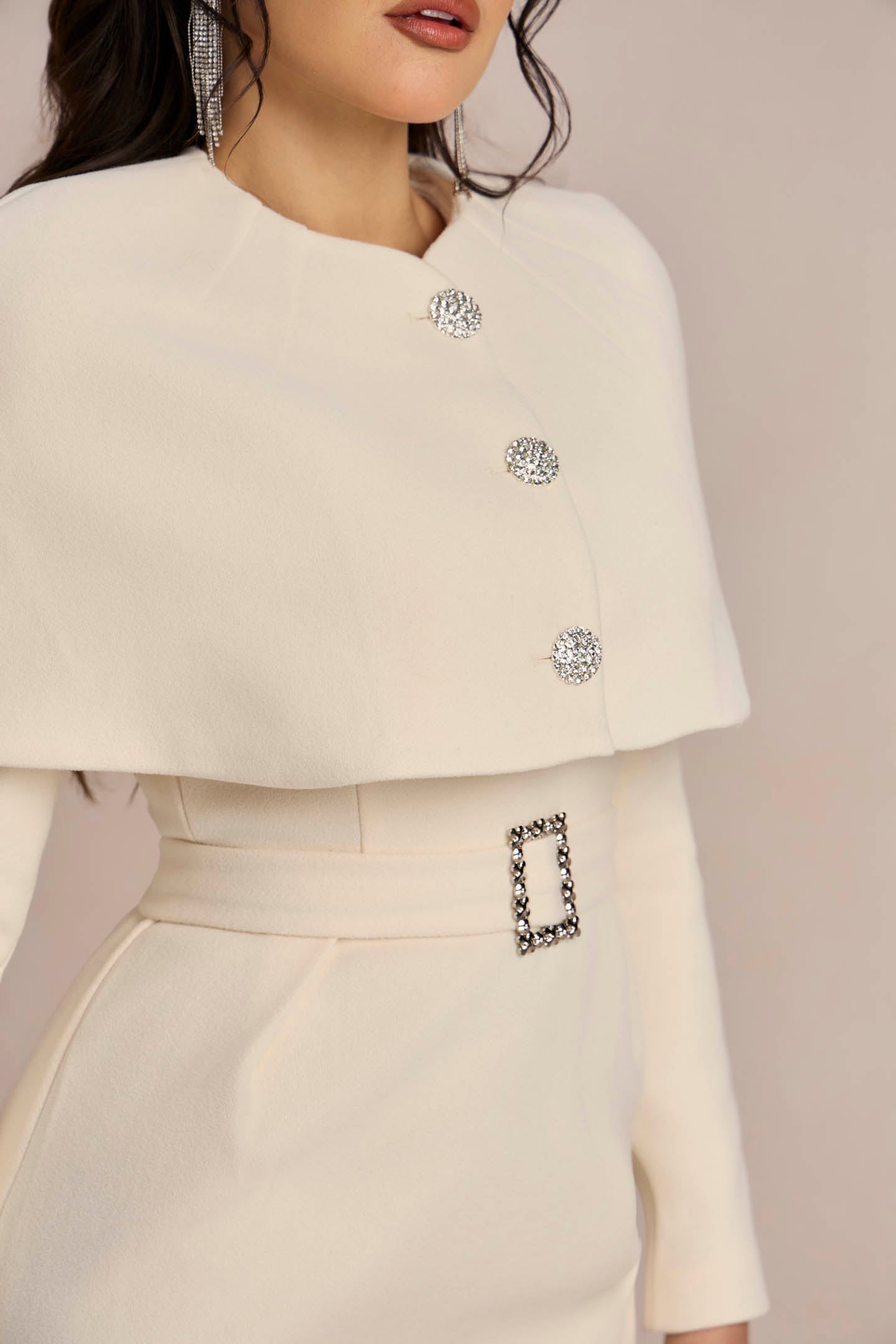 Roberta Pelerinli Uzun Kol Elbise Midi Takım