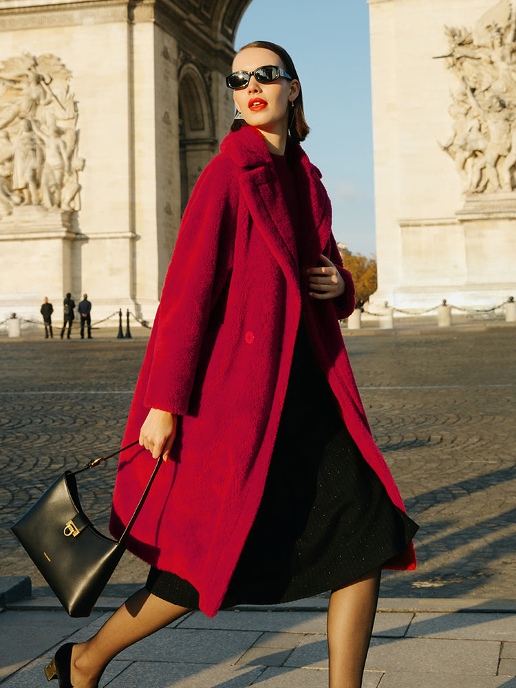 Teddy Kuzu Yünü Yaka Oversized Kaban