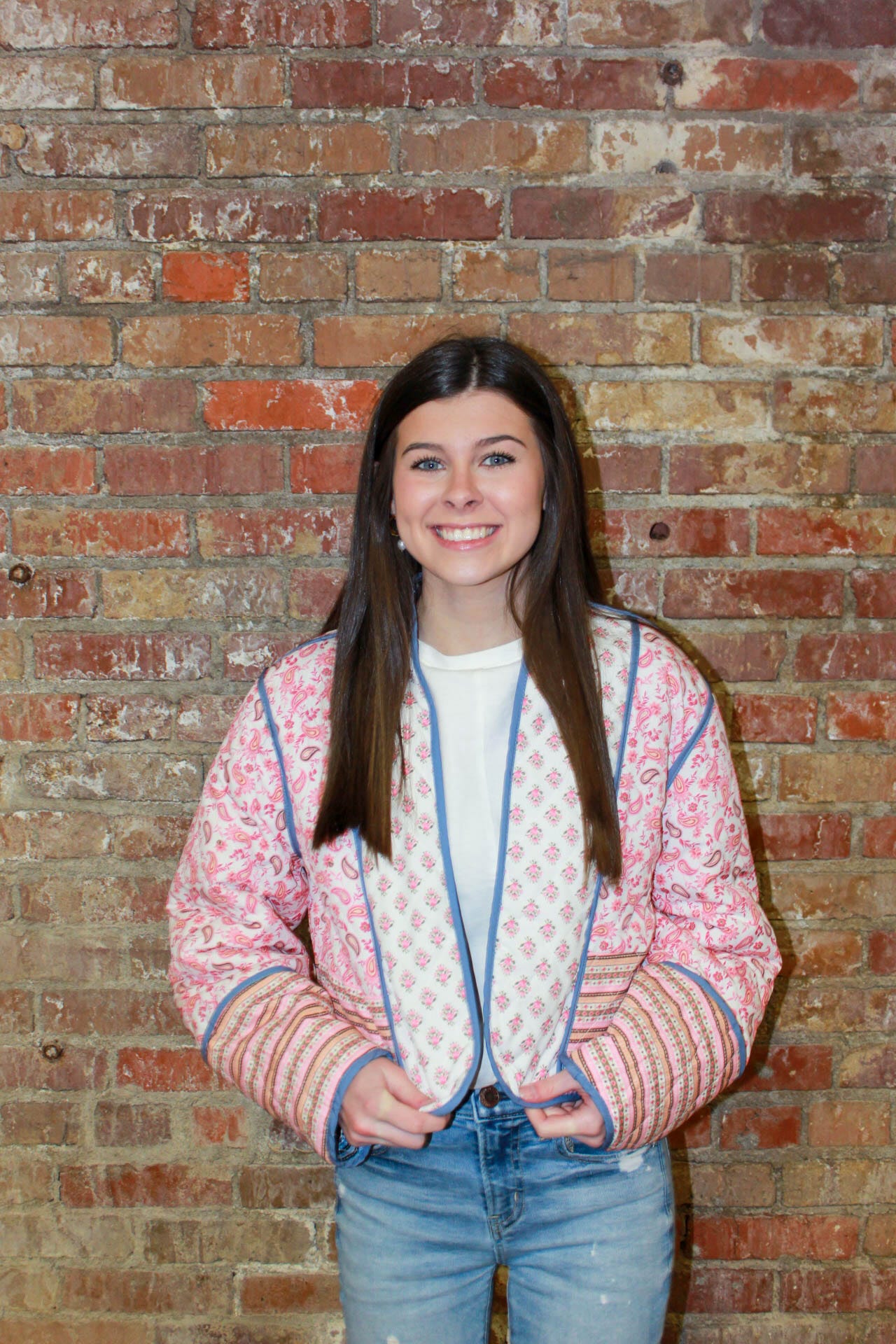 Preppy Paisley Çift Taraflı Kapitone Ceket