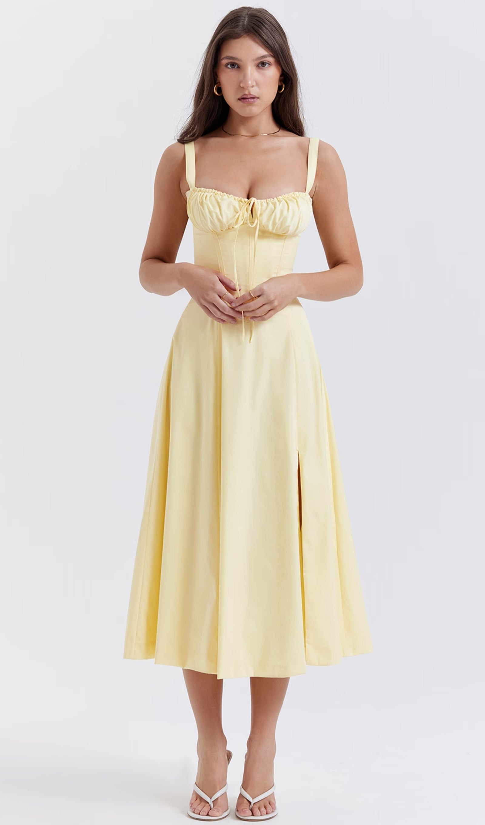 Büstiyer Midi Güneş Elbisesi