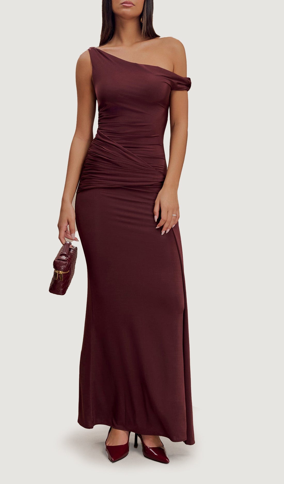Solid Slinky Balık Kuyruğu Maksi Elbise - Maun