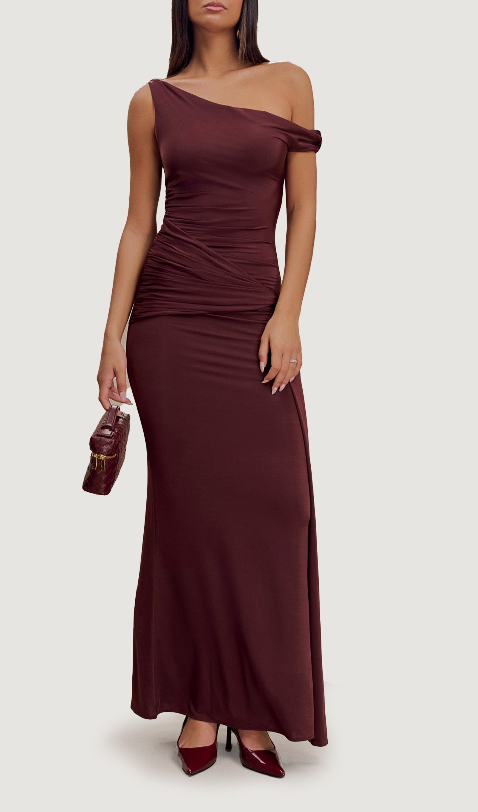 Solid Slinky Balık Kuyruğu Maksi Elbise - Maun