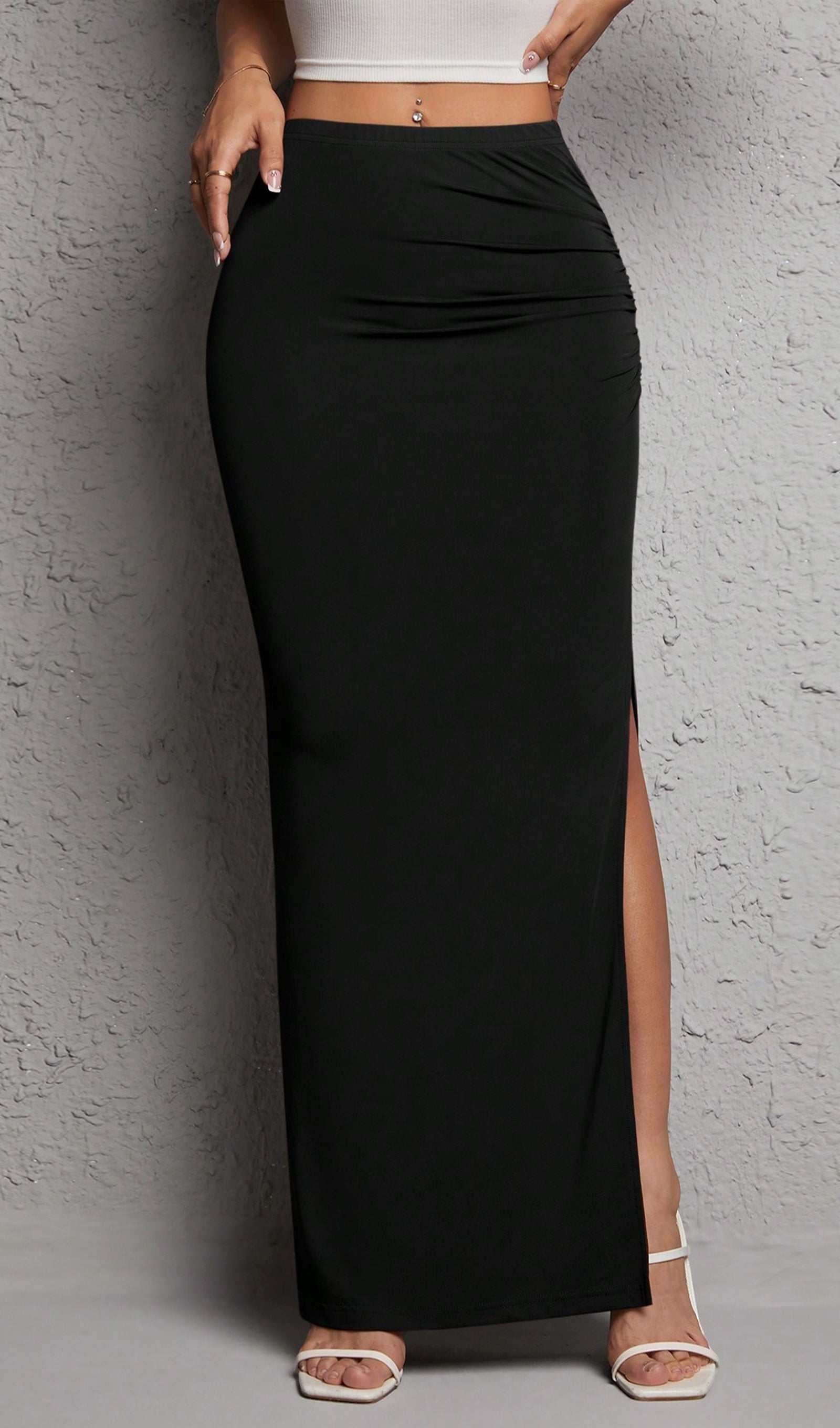 Düz Yırtmaçlı Maksi Etek