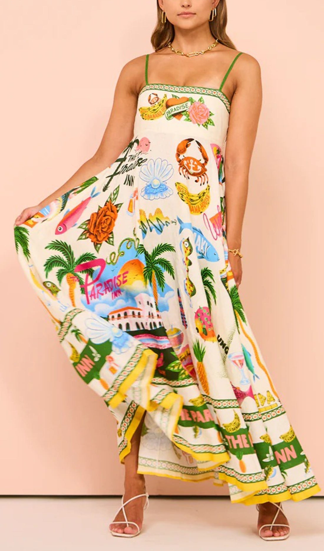 Çiçekli Seksi Maksi Slip Elbise