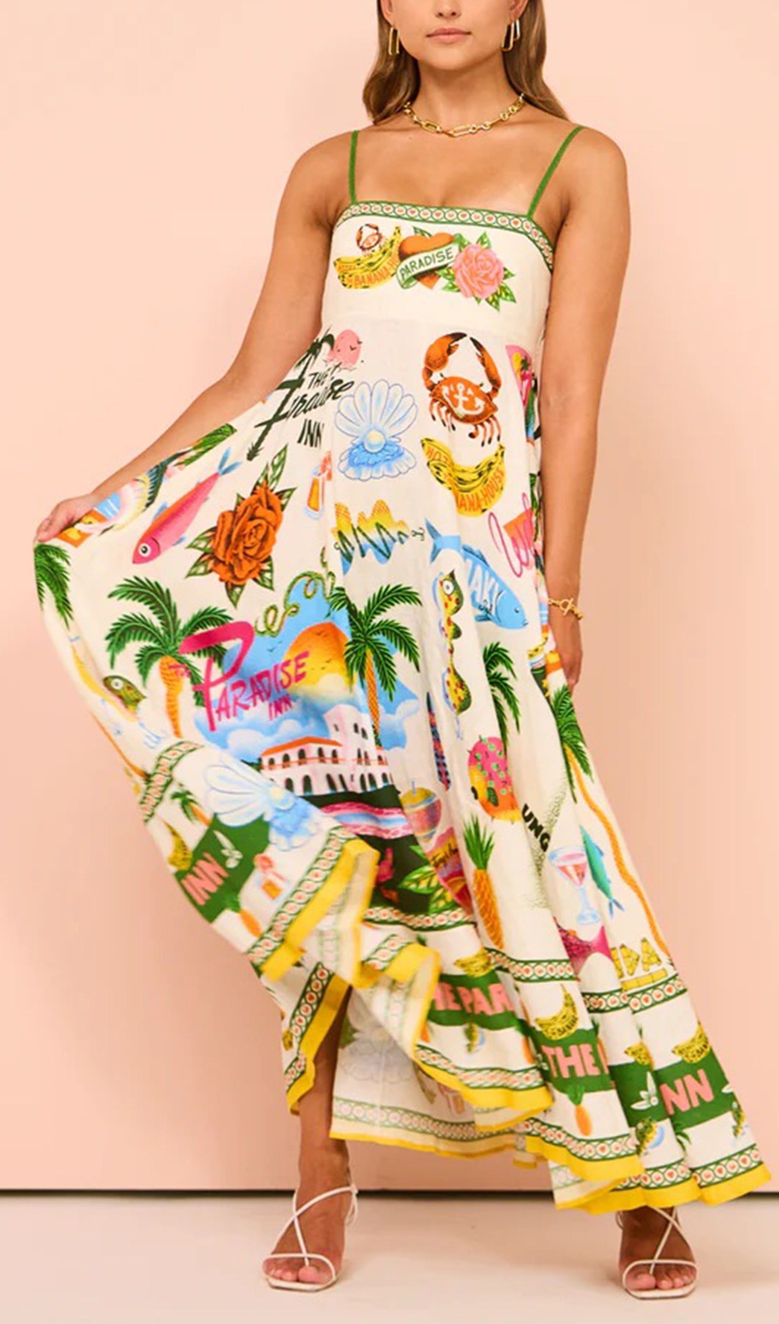 Çiçekli Seksi Maksi Slip Elbise