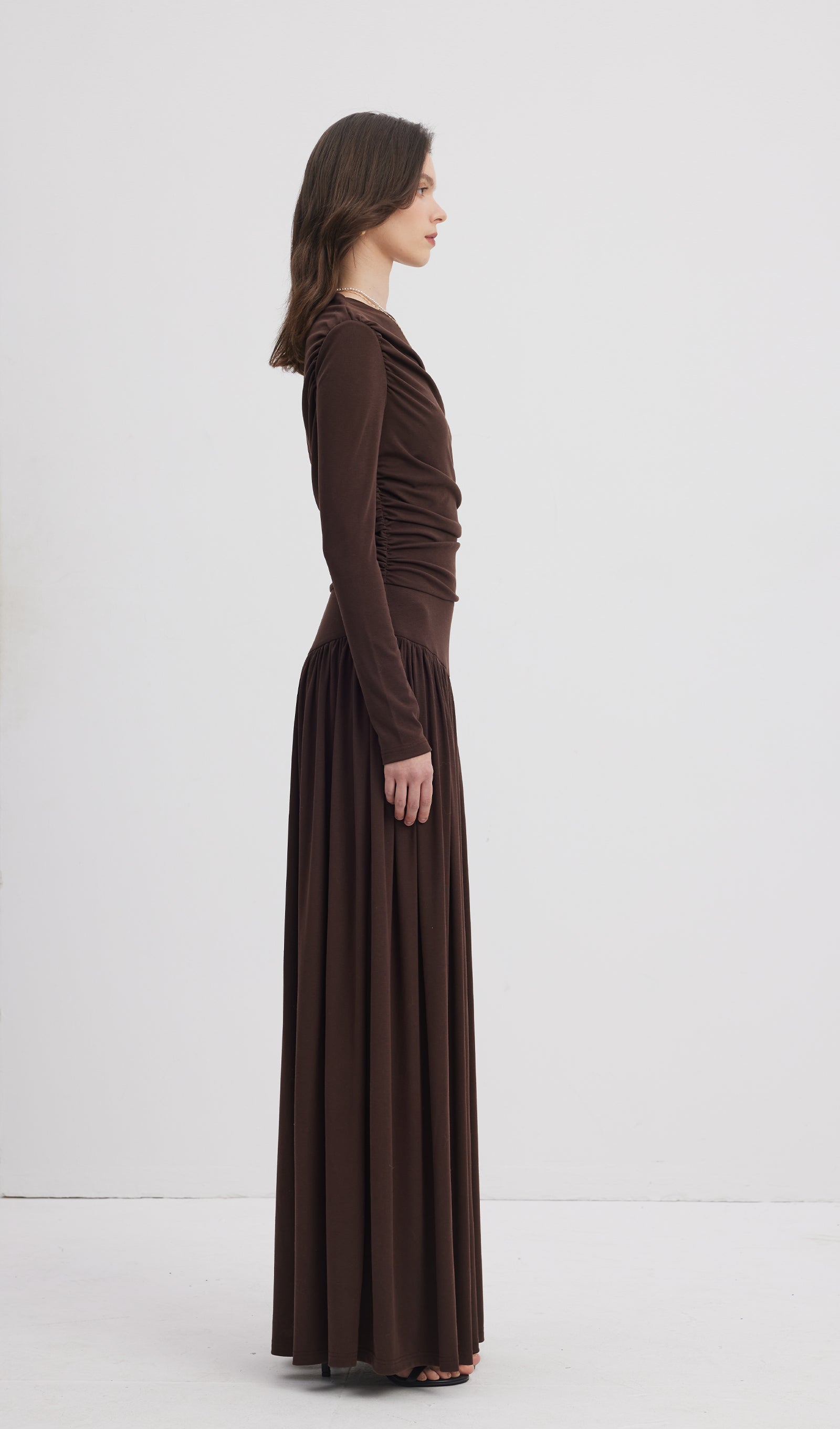 Fırfırlı Örme Maksi Elbise