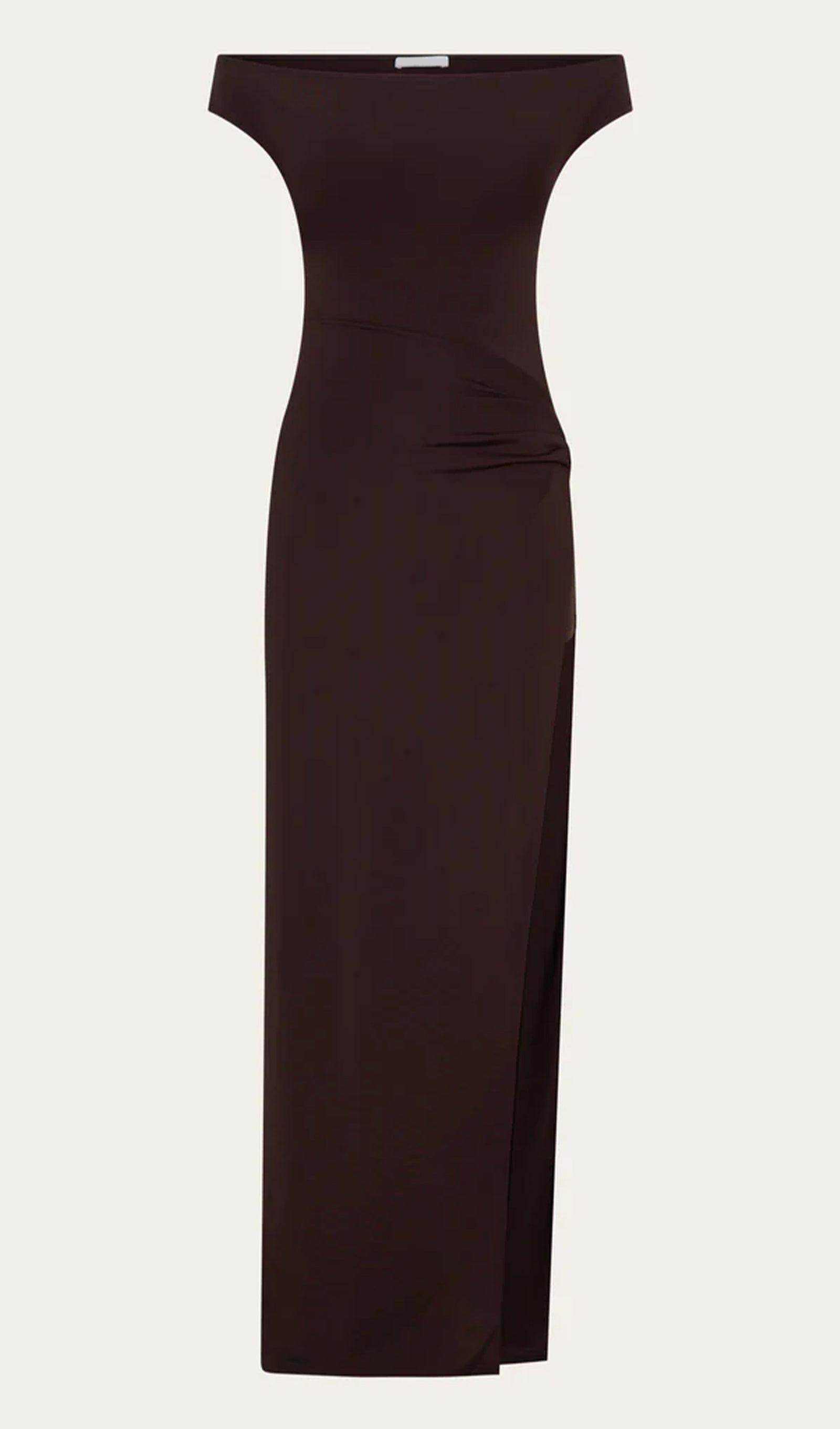 Fırfırlı Omuzdan Ayrık Maksi Elbise