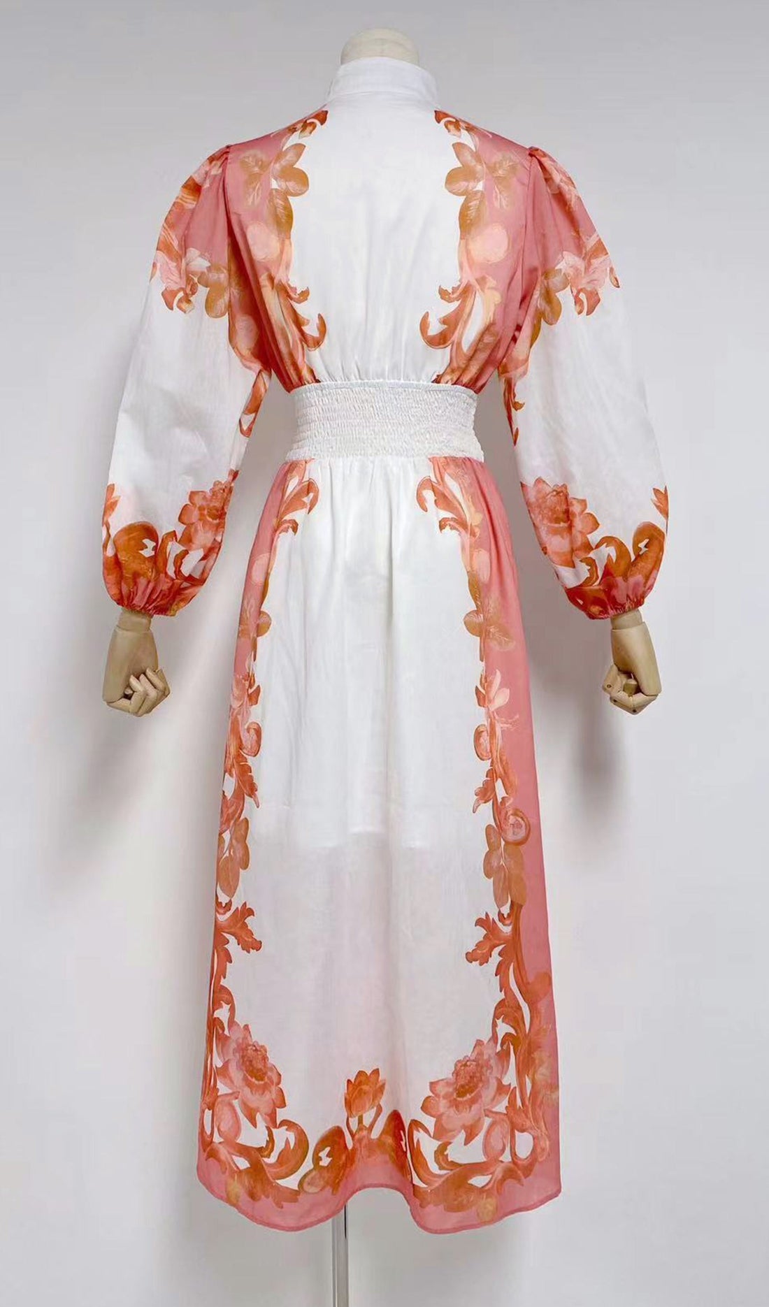 Uzun Kollu Çiçekli Fit ve Flare Maksi Elbise