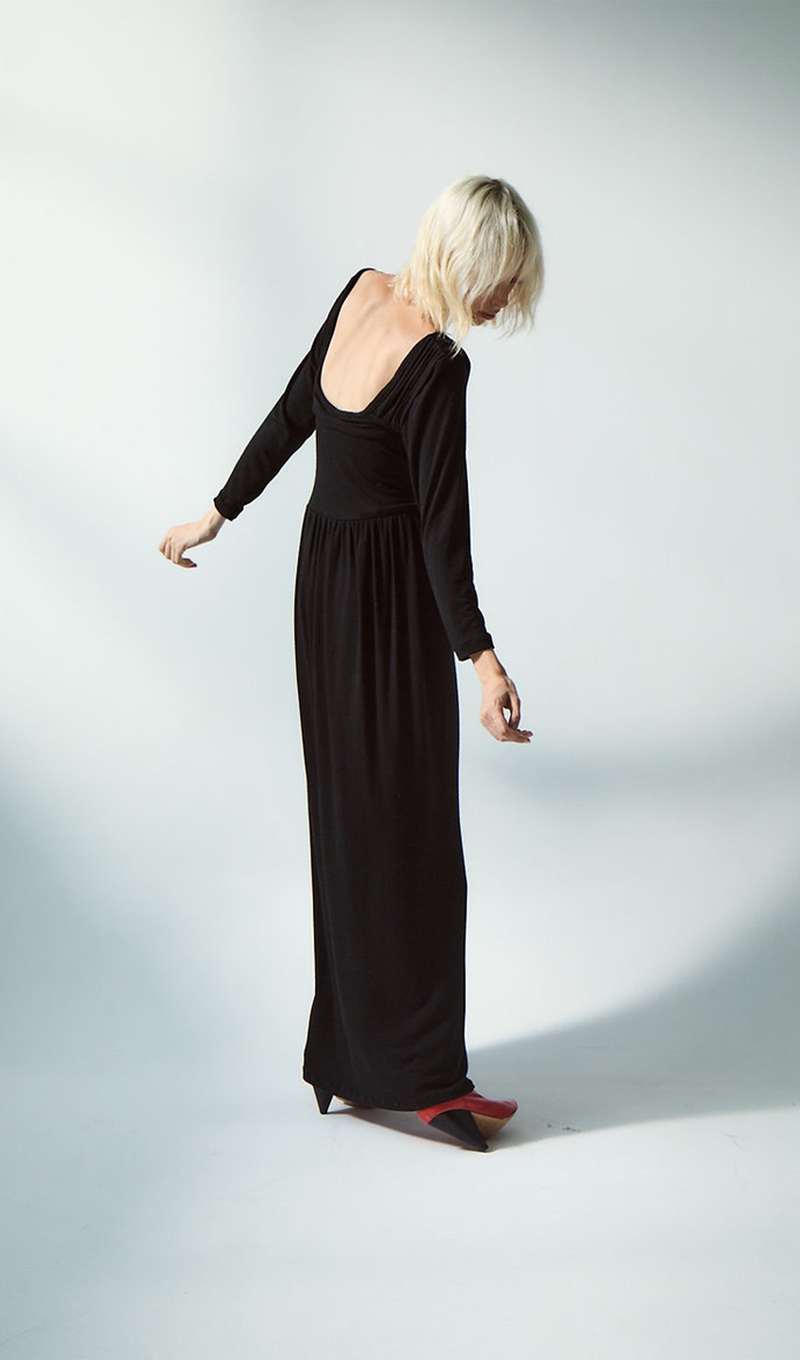 Angora Karışımlı Fırfırlı Maksi Elbise