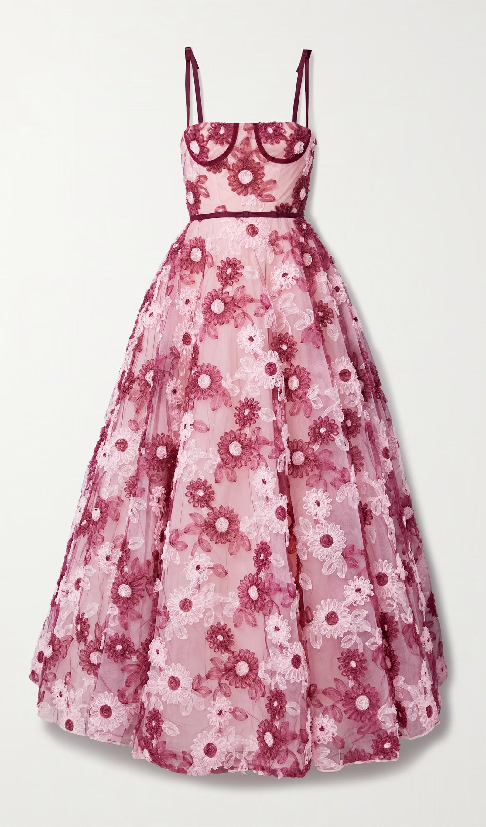 Çiçekli Kurdeleli Maksi Elbise