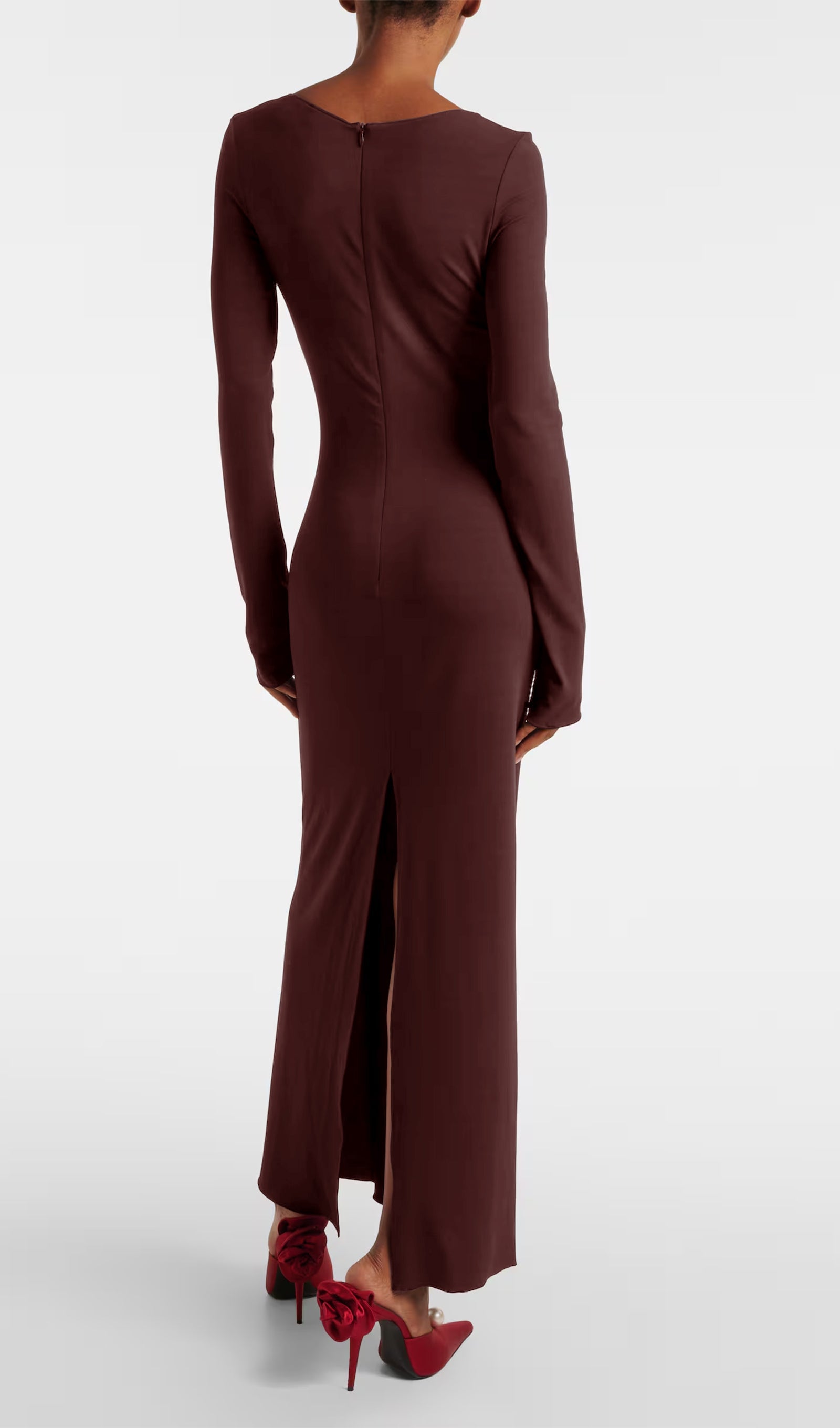 Çiçek Uygulamalı Jersey Maksi Elbise