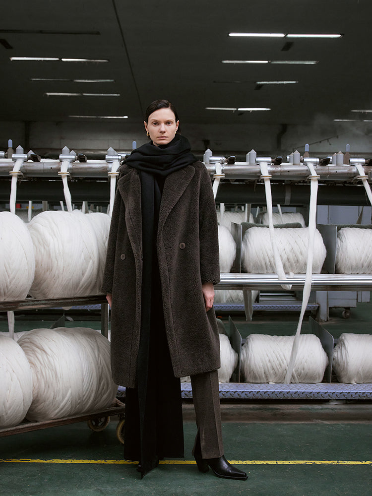 Teddy Kuzu Yünü Yaka Oversized Kaban