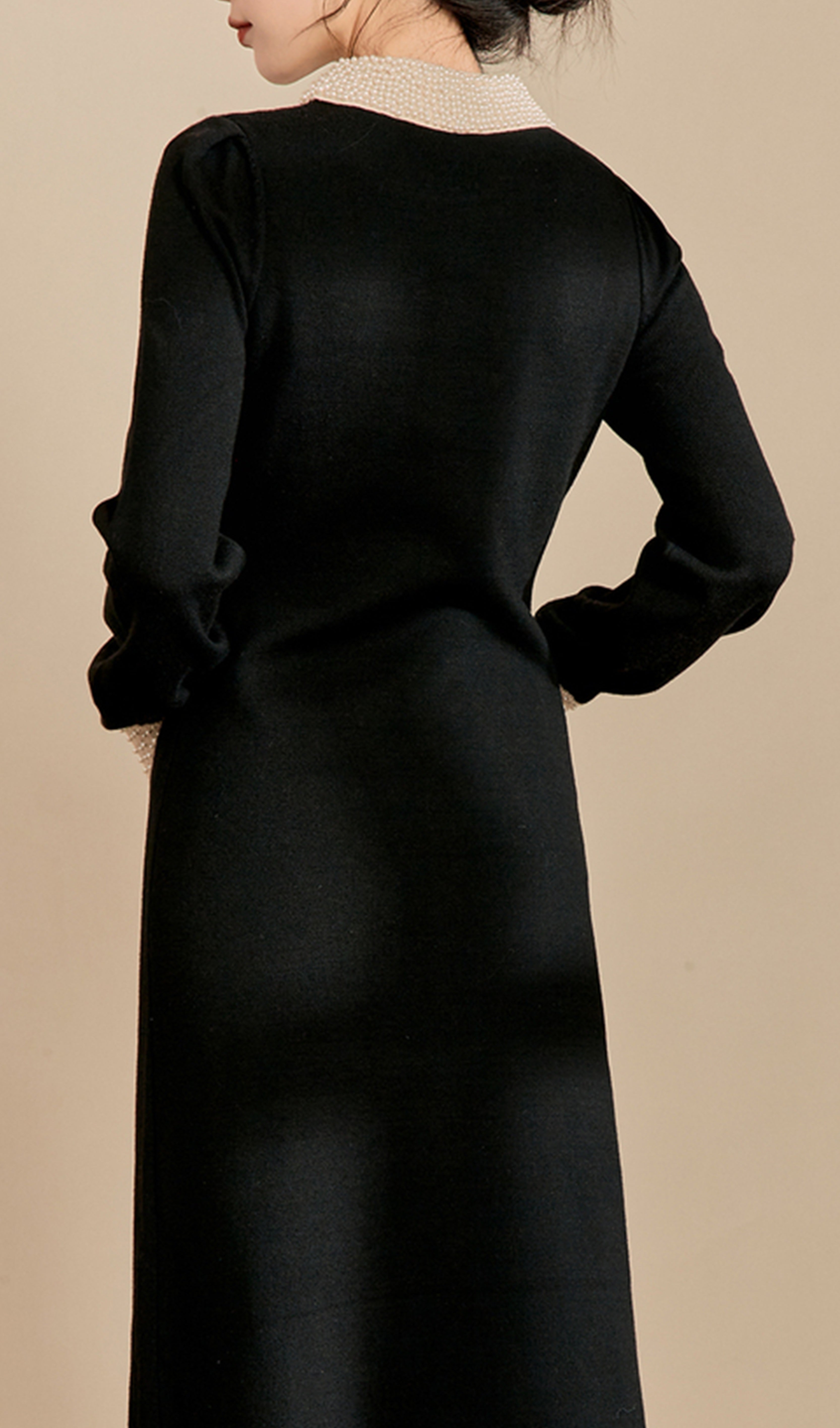 İnci Hepburn Tarzı Örme Midi Elbise