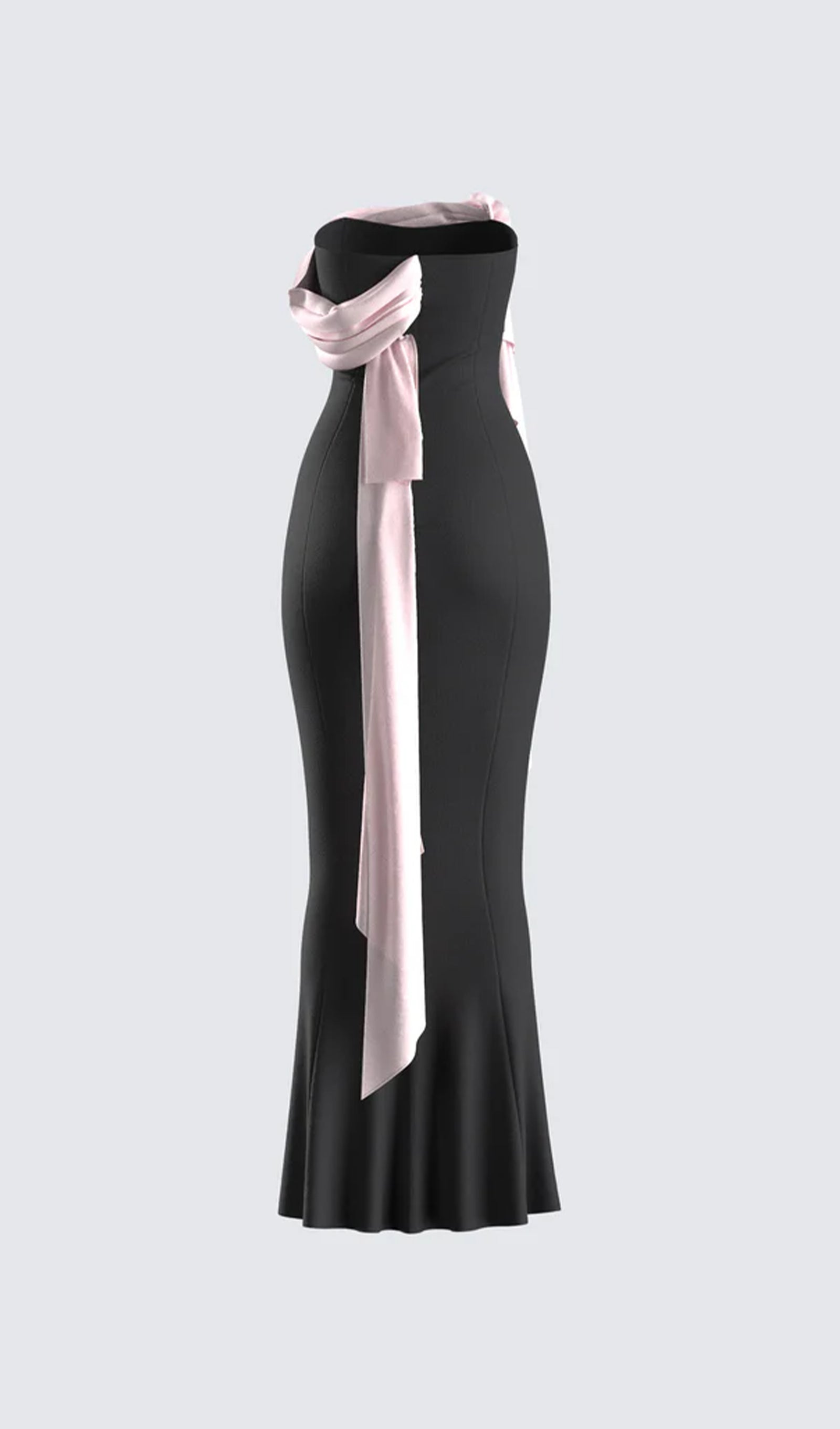 Siyah Dökümlü Maksi Elbise