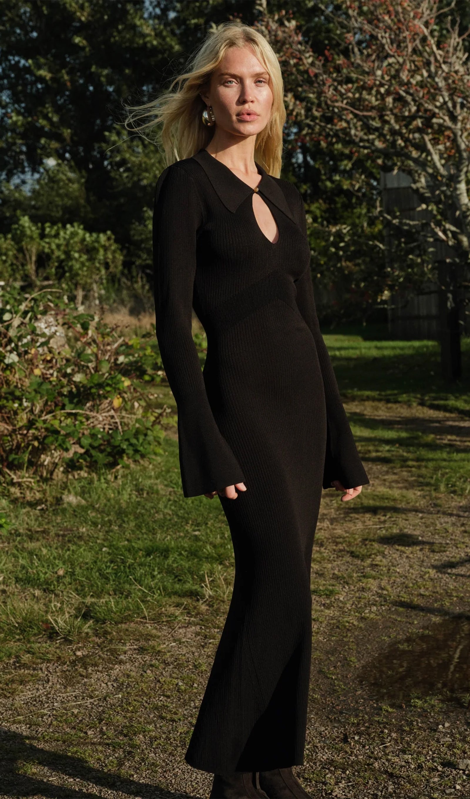 Düz Örme İçi Boş Maksi Elbise