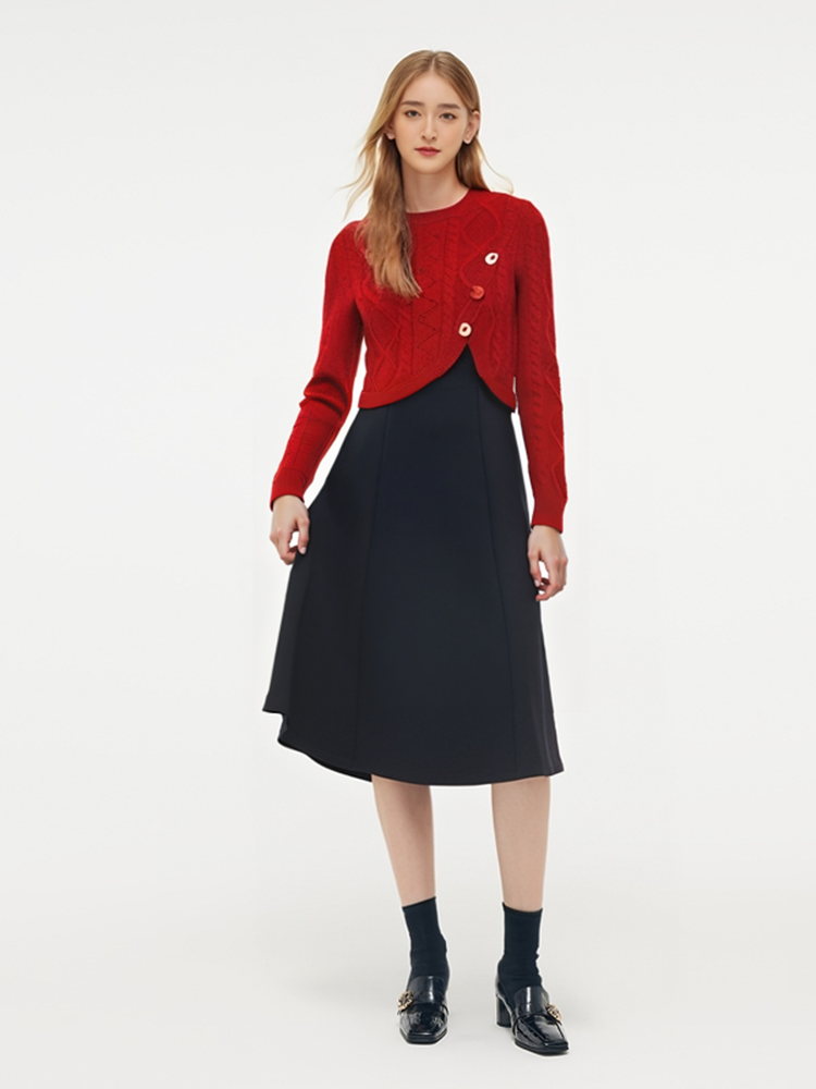 Lyocell Yün Karışımlı Örgü Ceket Ebise Takım