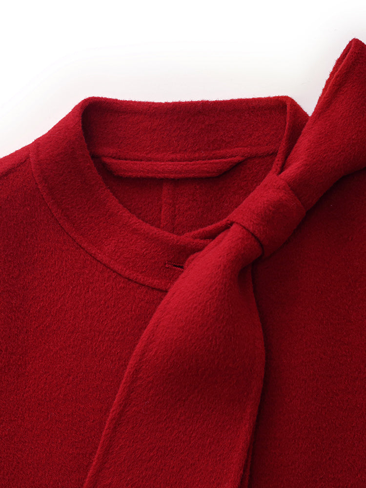 Tencel Yün Kadın Fiyonklu Kaban