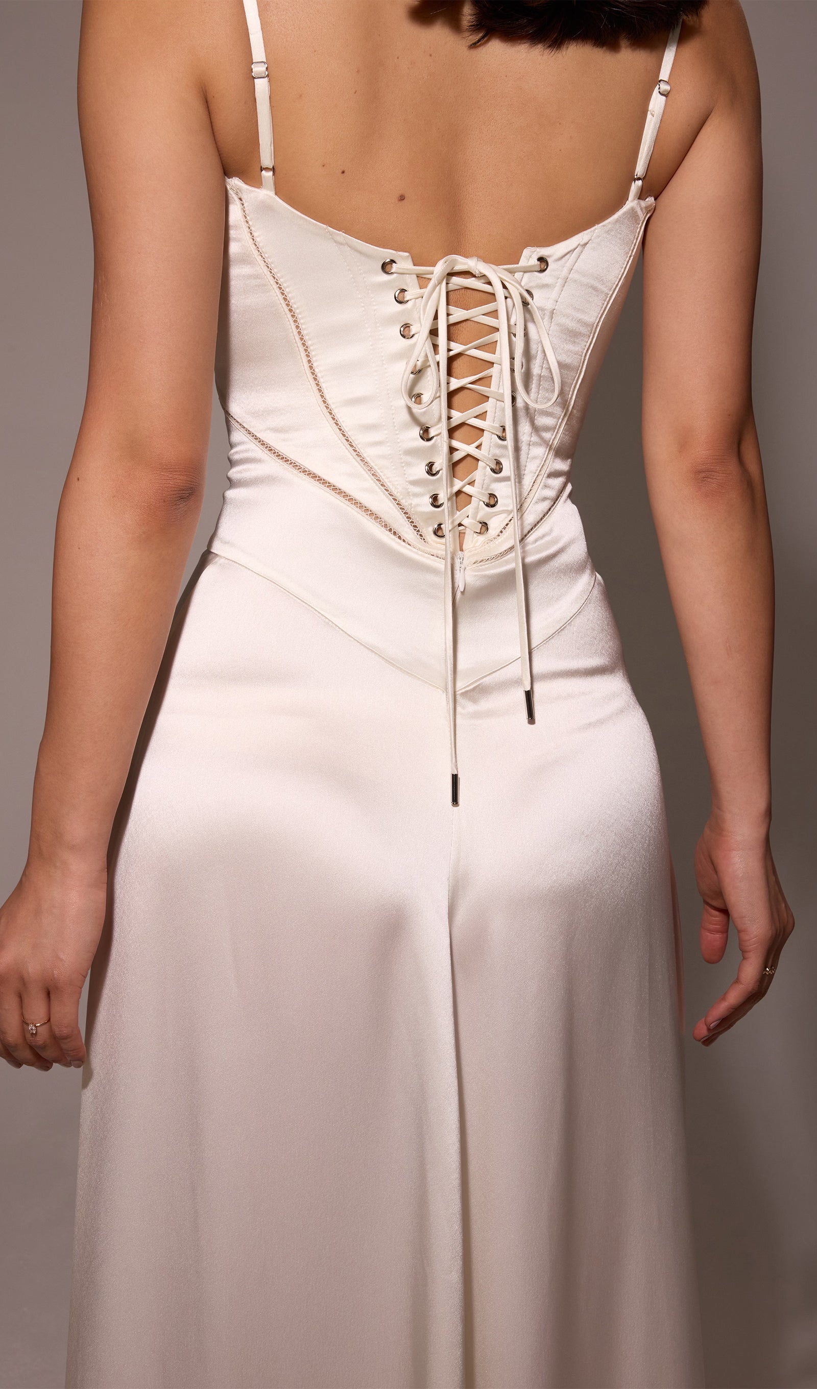 Saten Dantelli Maksi Elbise