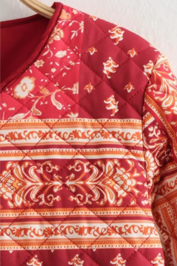 Colorblock Baskılı Pamuklu Ceket