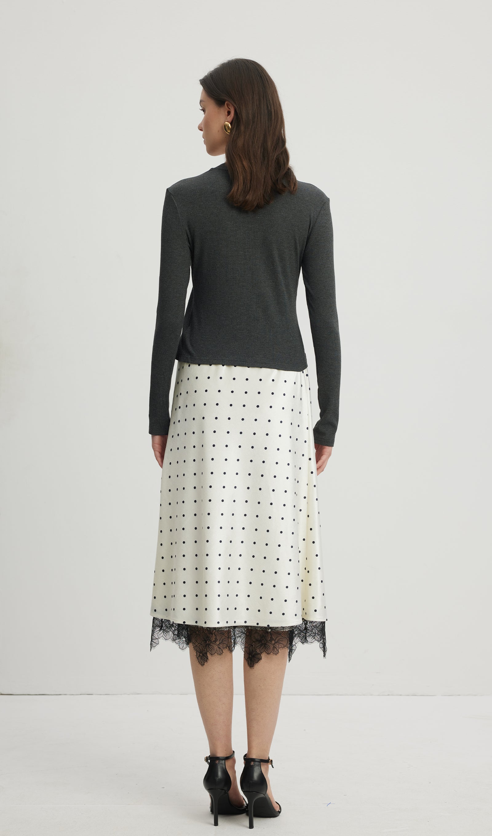 Puantiyeli Midi Etek