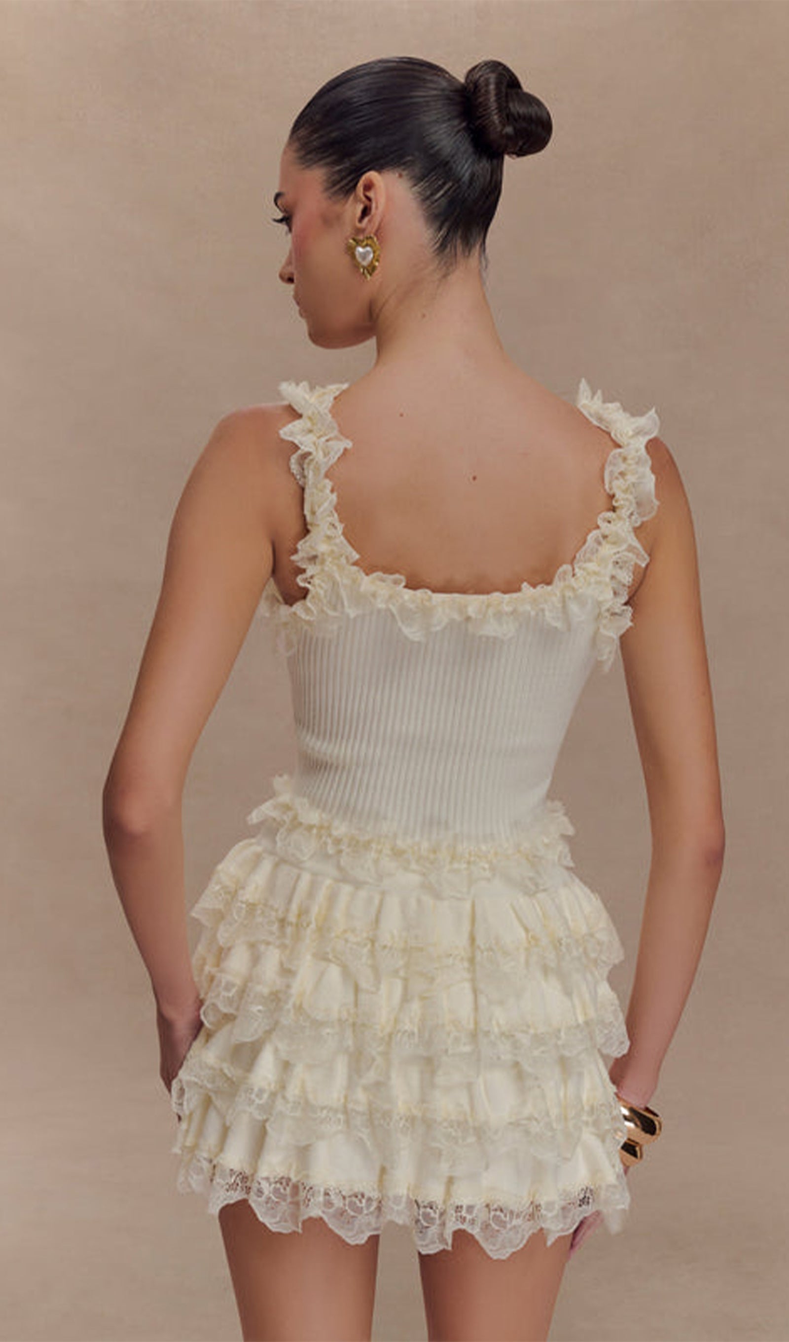 Dantel Fırfırlı Mini Etek