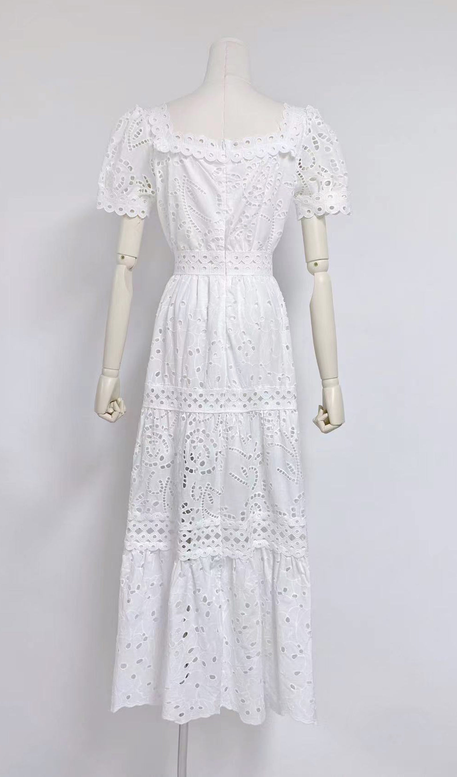 Kare Yaka A Line Kroşe Maxi Elbiseler