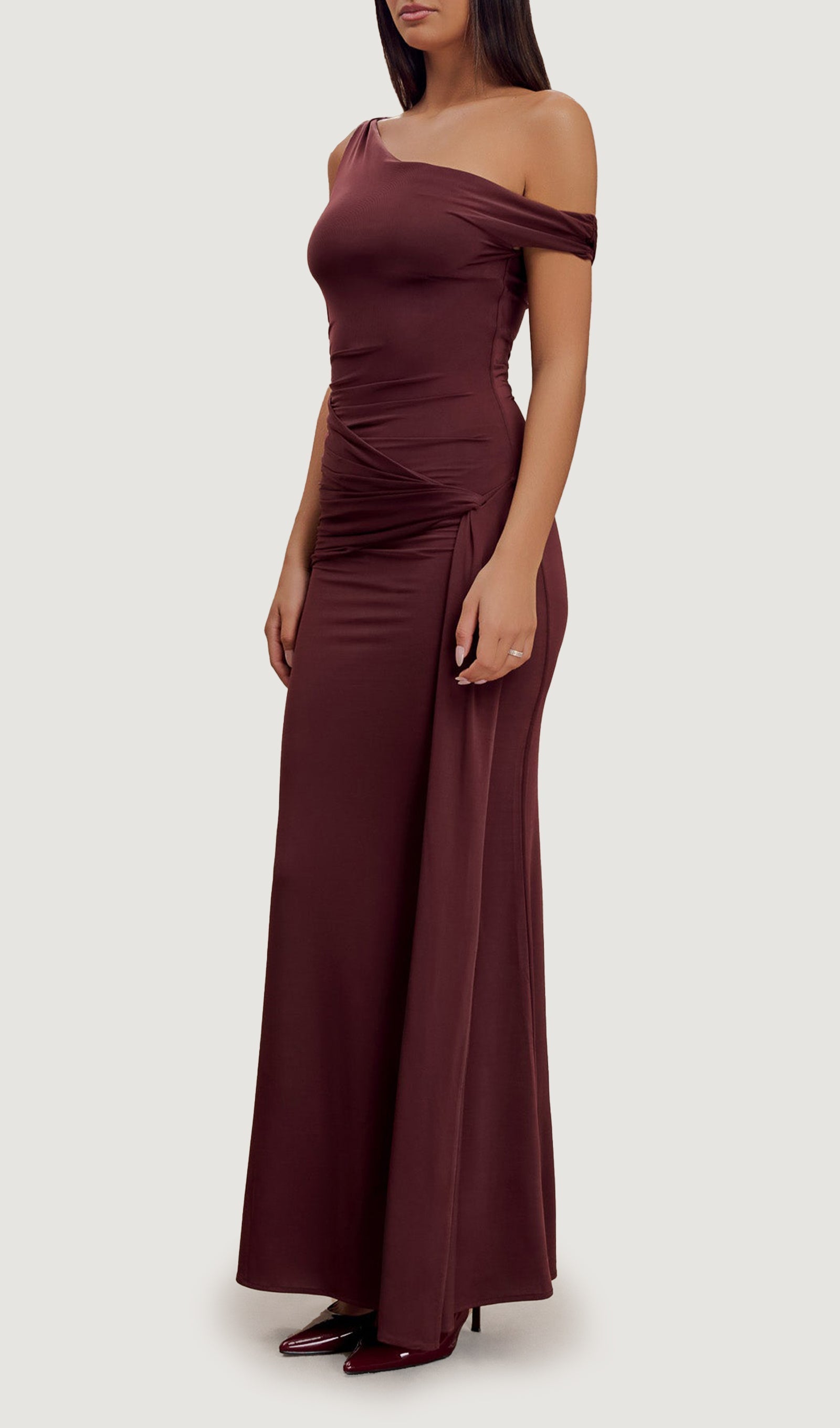 Solid Slinky Balık Kuyruğu Maksi Elbise - Maun