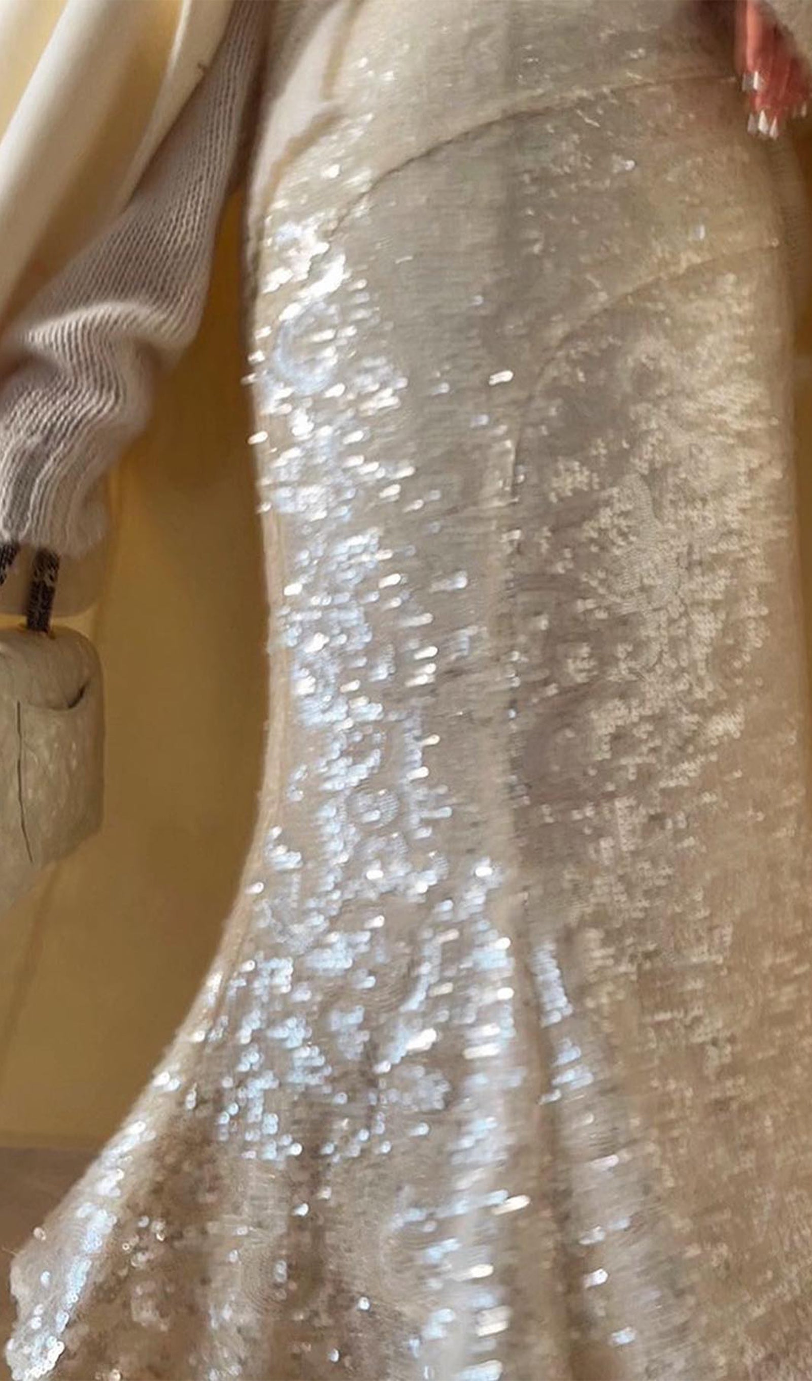 Deniz Kızı Payetli İnce Midi Etek