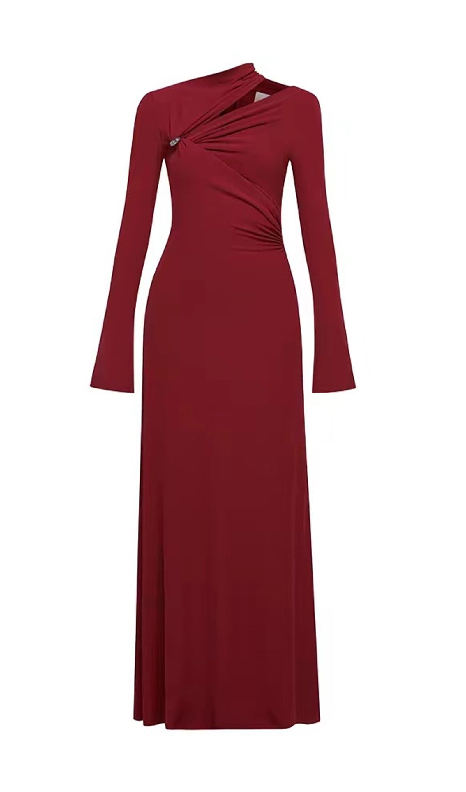 İçi Boş Metalik Dekorlu Maksi Elbise