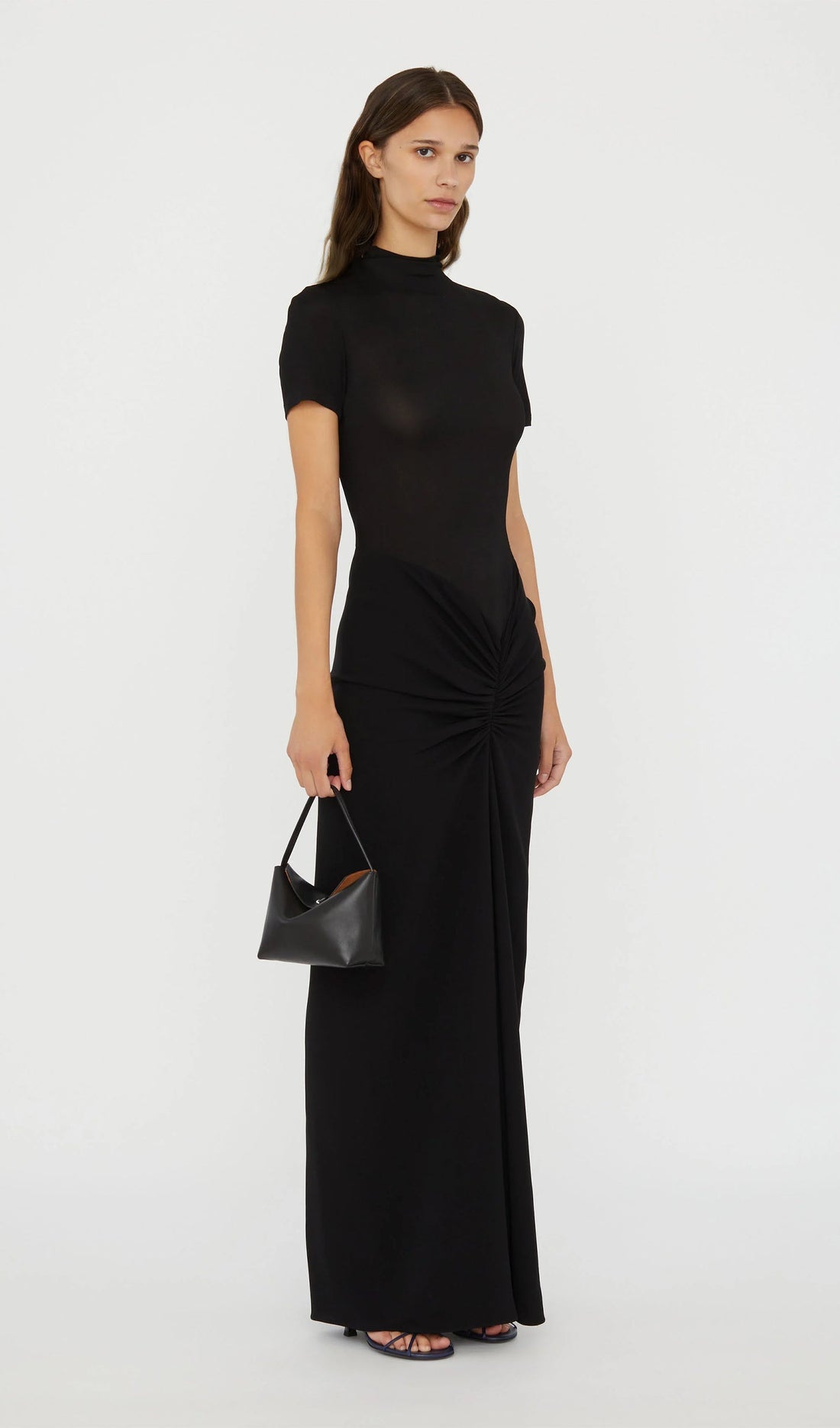 Siyah Fusion Dantelli Maksi Elbise