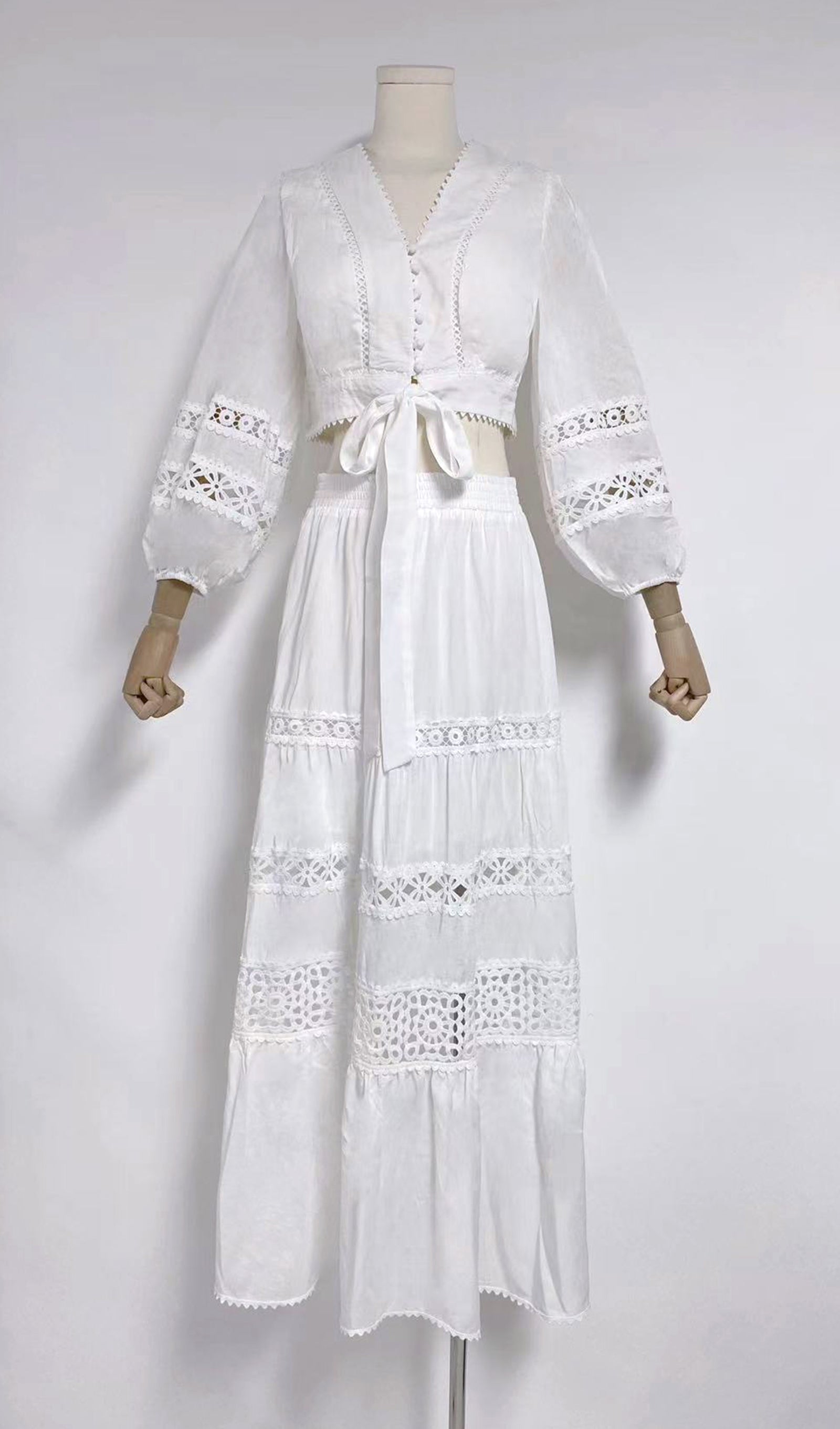 İki Parçalı Uzun Kollu Kroşe Maxi Etek ve Üst Takım