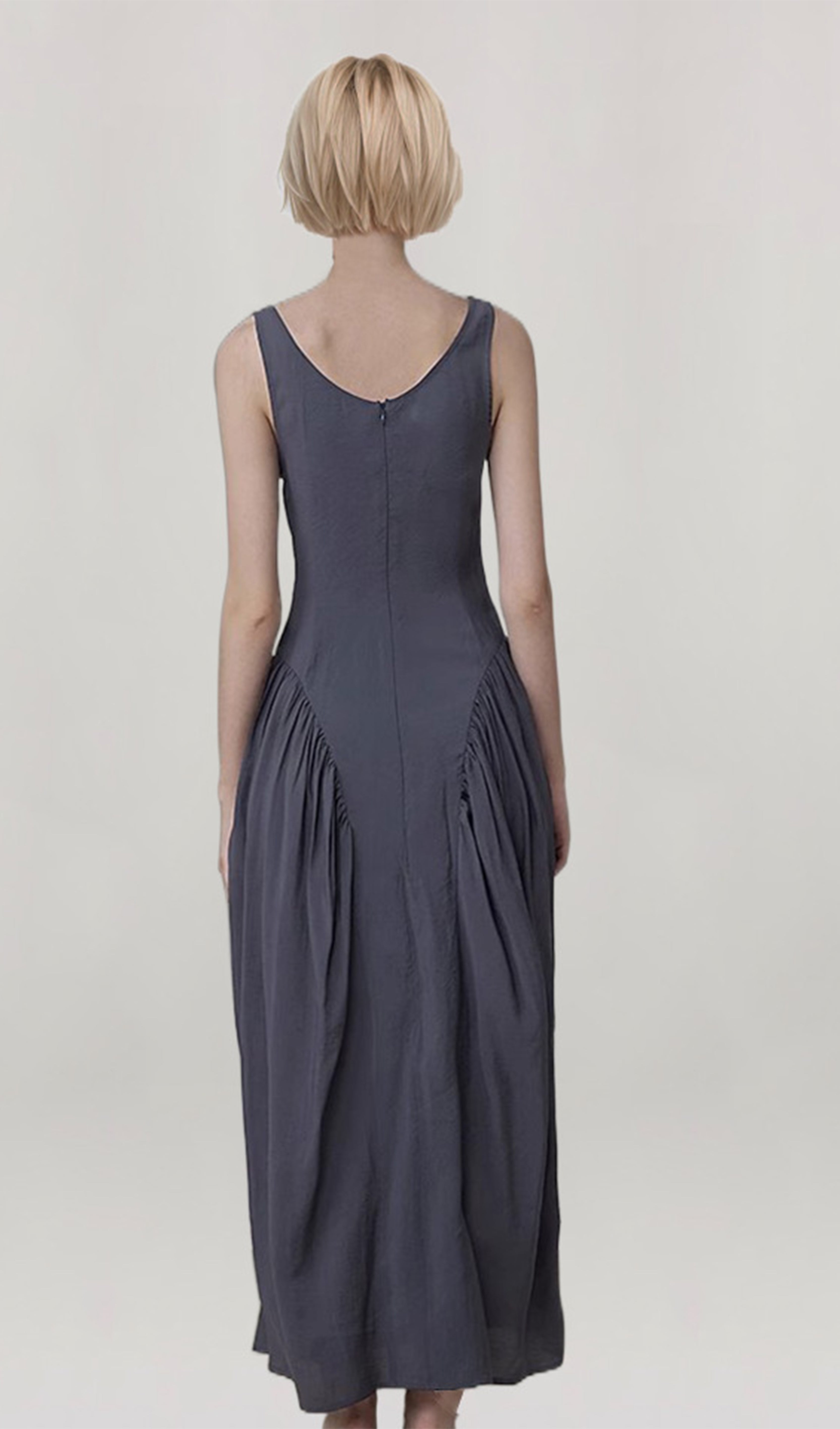 Düz Dantelli Önü Kravatlı Maksi A-Line Elbise