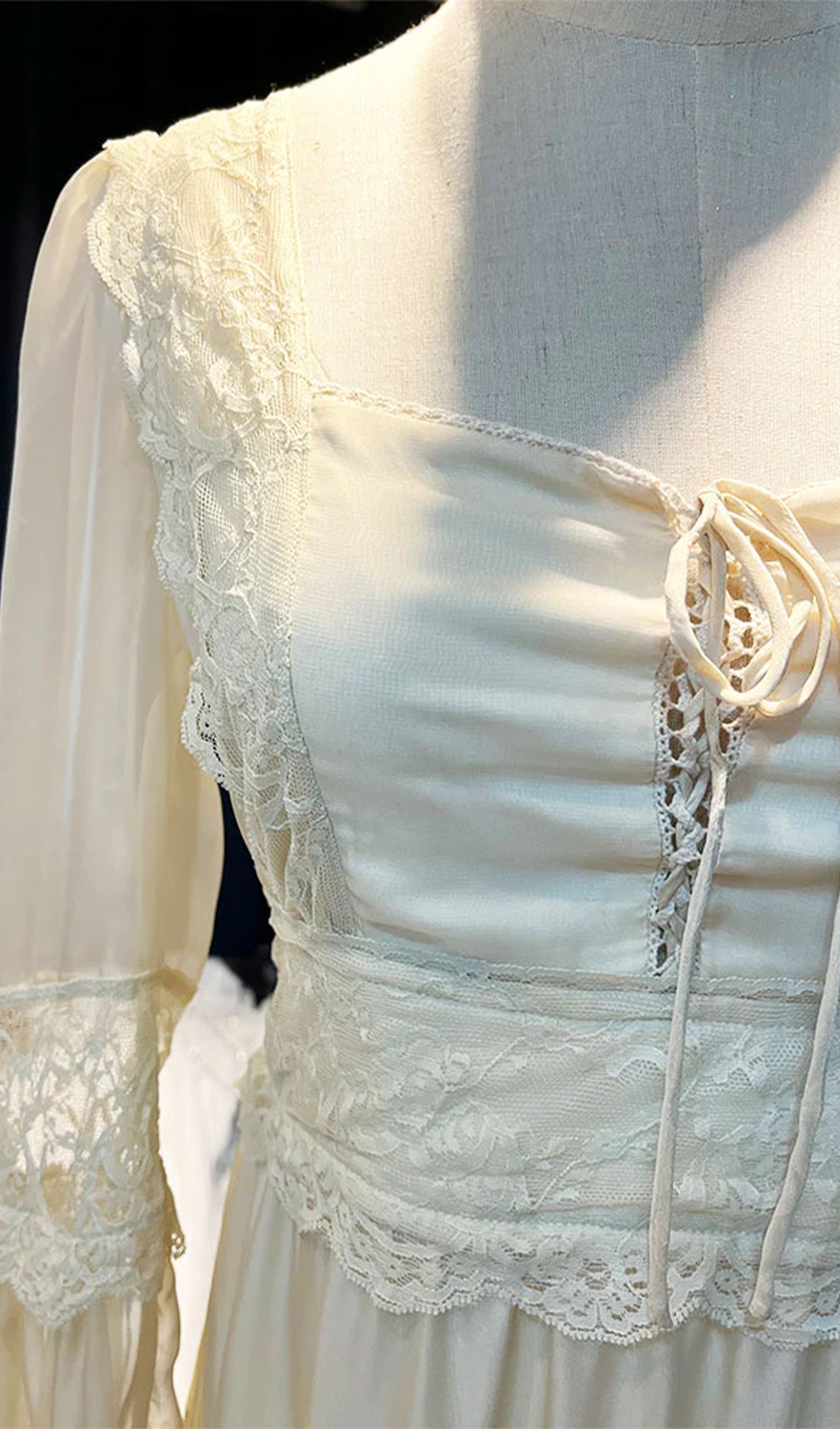 Vintage Kare Yaka A Line Maksi Elbise