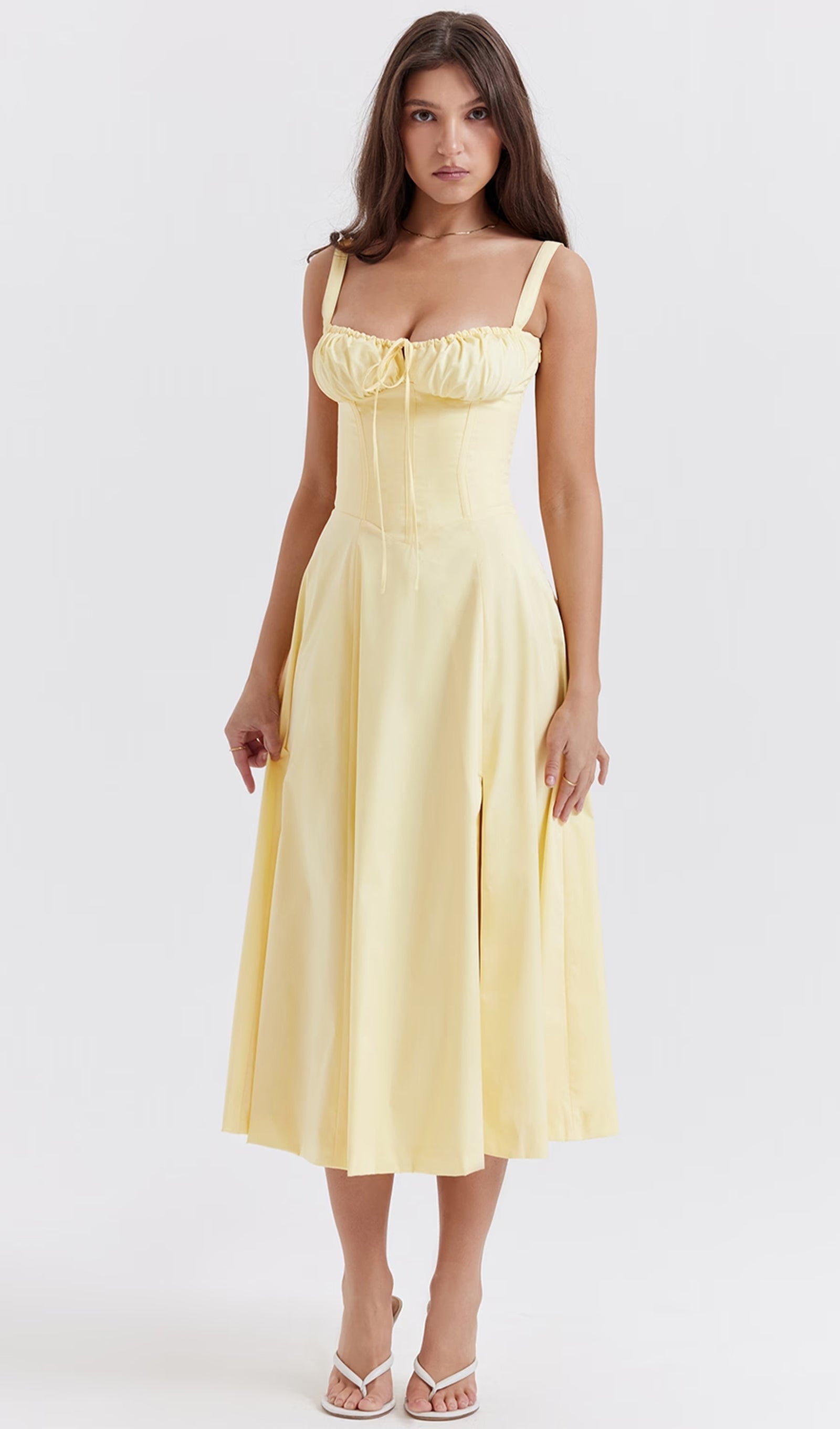 Büstiyer Midi Güneş Elbisesi