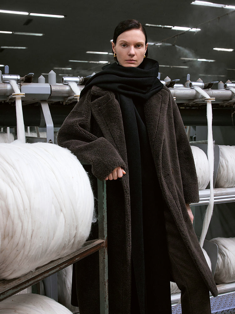 Teddy Kuzu Yünü Yaka Oversized Kaban