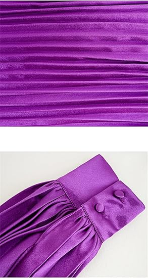 Mor Saten Pileli Maksi Elbise