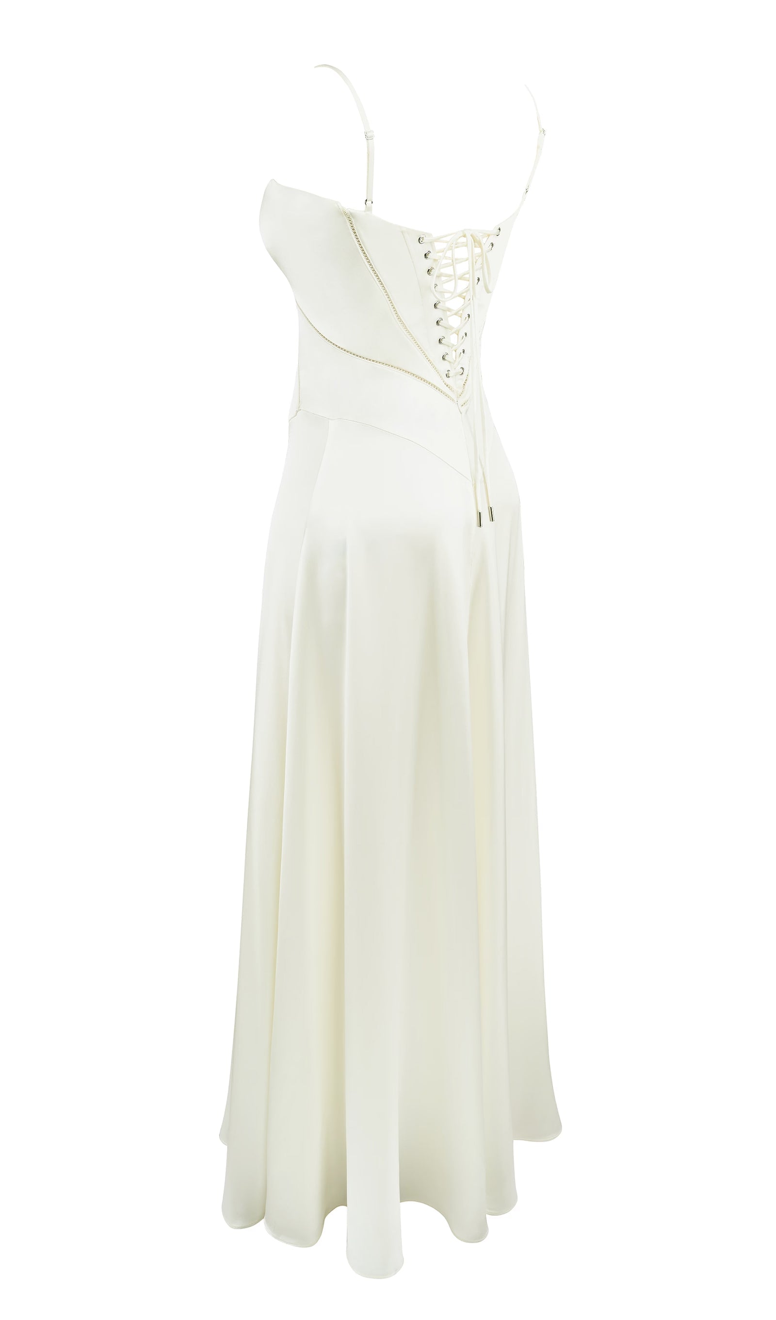 Saten Dantelli Maksi Elbise