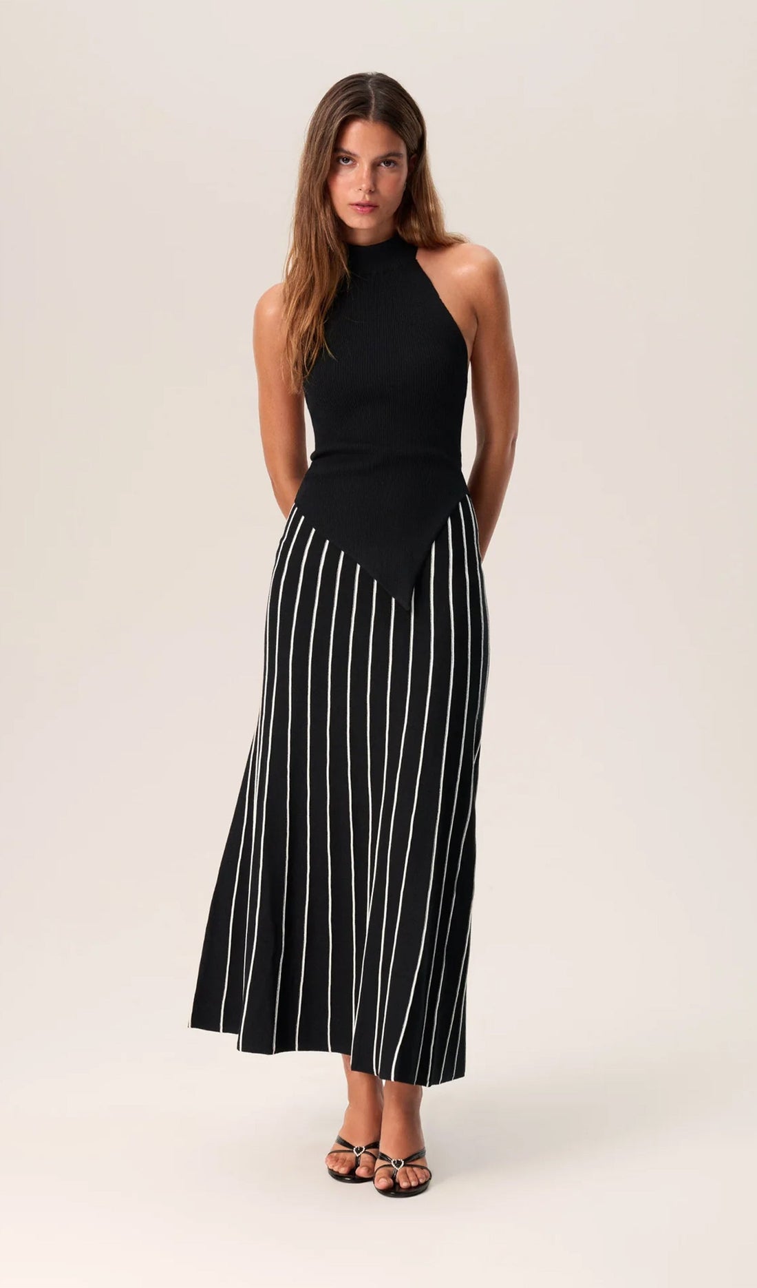 İki Parçalı Halterneck Midi Elbise