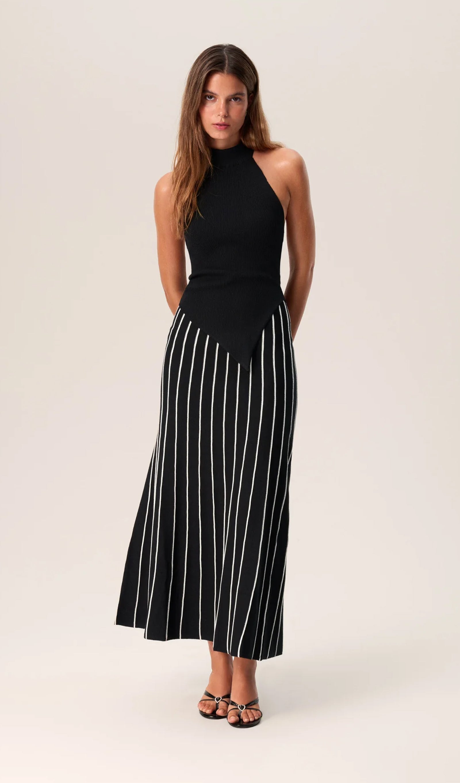 İki Parçalı Halterneck Midi Elbise