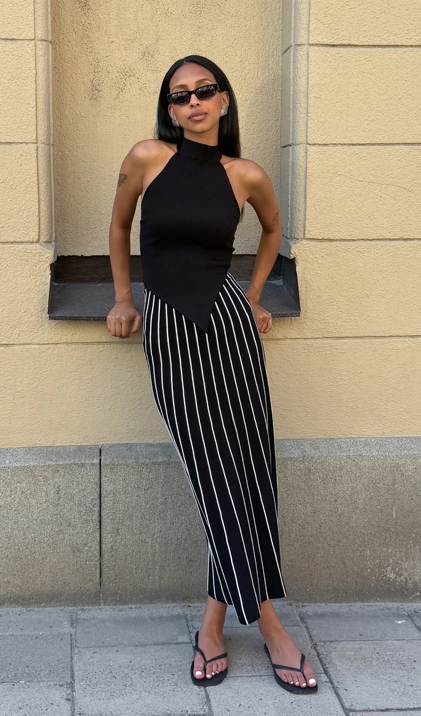 İki Parçalı Halterneck Midi Elbise