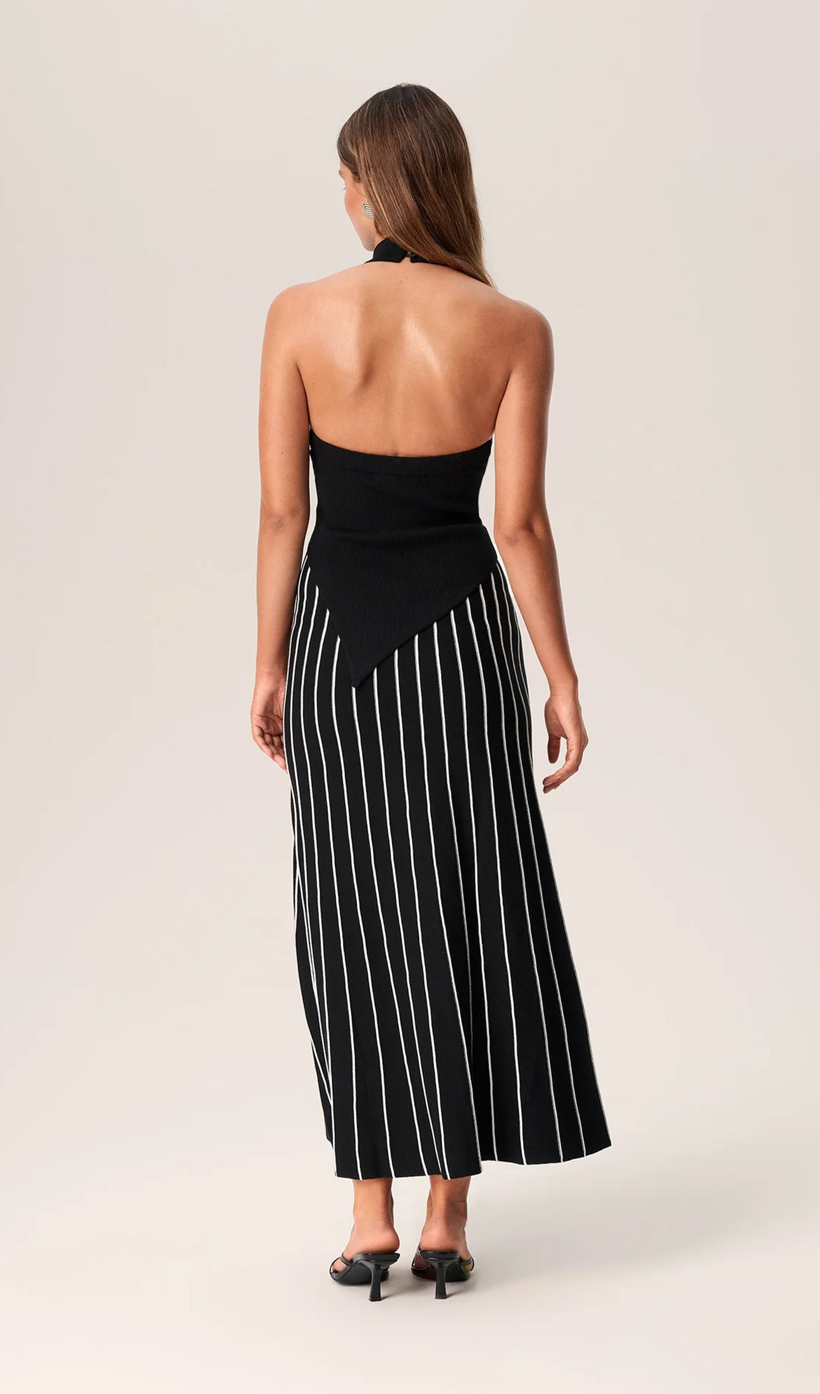 İki Parçalı Halterneck Midi Elbise