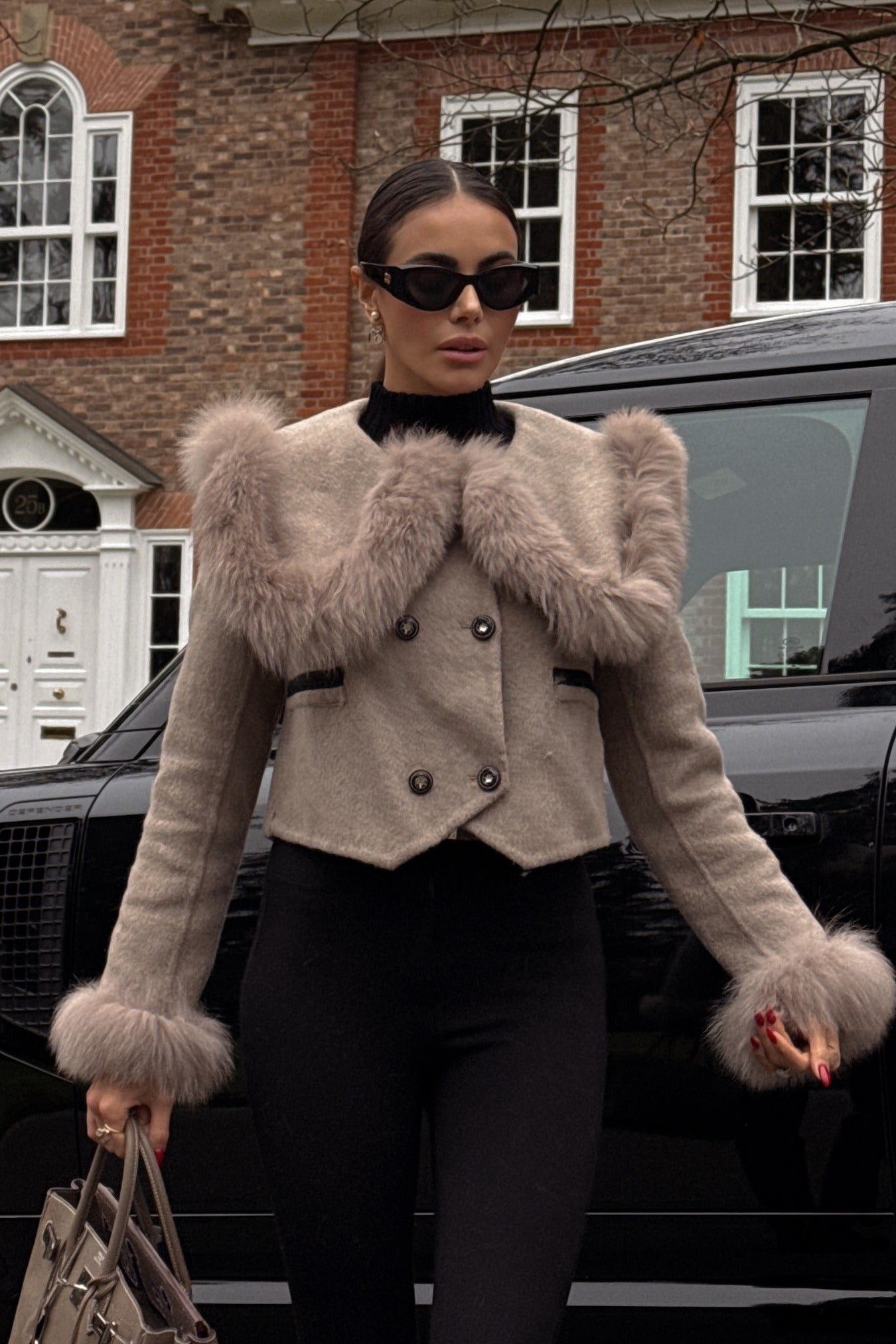 Kürk Yakalı Kısa Ceket