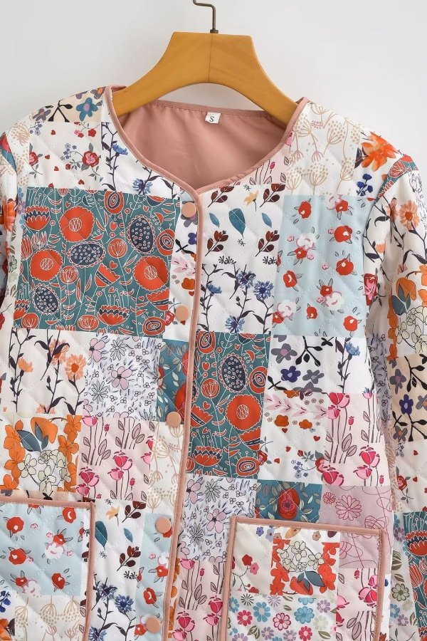 Colorblock Baskılı Pamuklu Ceket