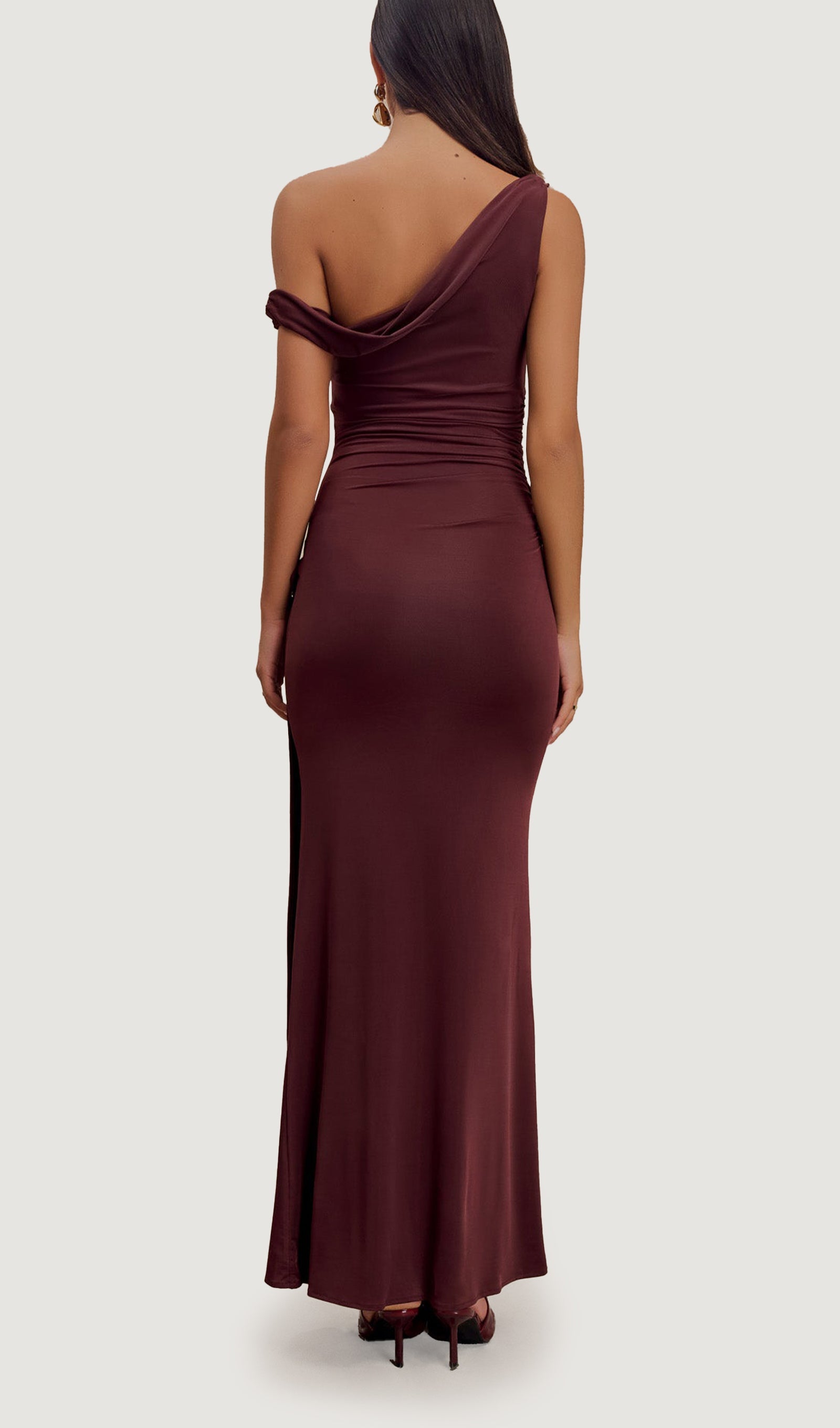Solid Slinky Balık Kuyruğu Maksi Elbise - Maun